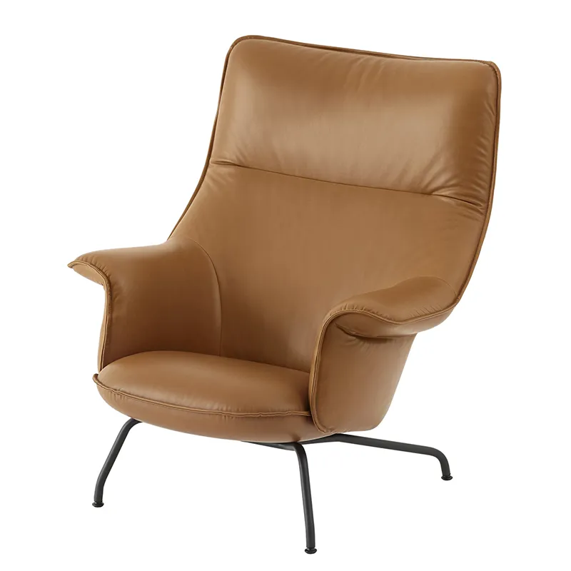 Doze Lounge Chair High Back Tube Base - Refine Leather Cognac Anthracit – Muuto – leather (brown, steel lounge chairs