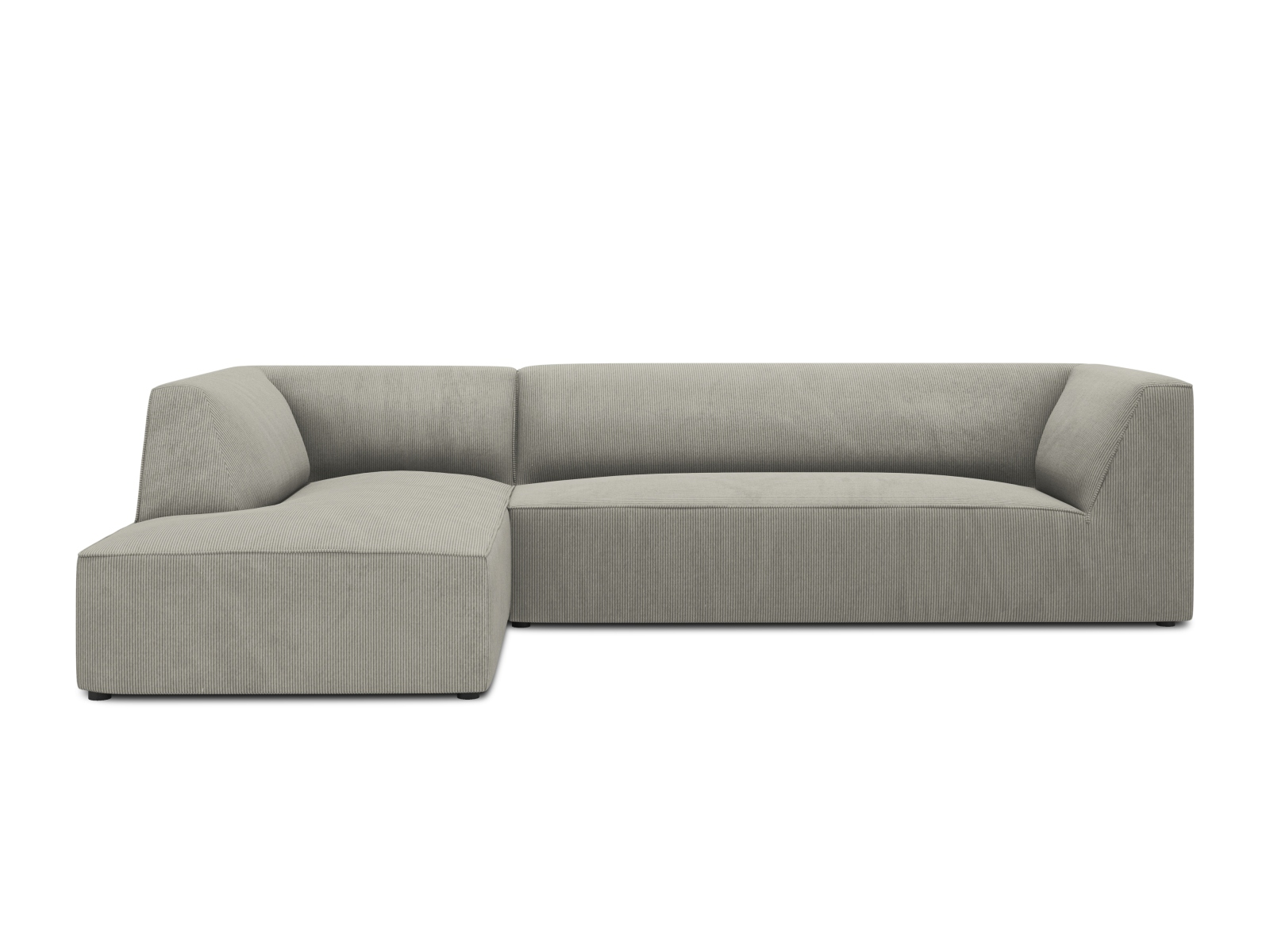 MICADONI Ruby Modul hörnsoffa, vänster, 4 sittplatser - grå manchester sammet och svart plast – Micadoni – velvet corduroy