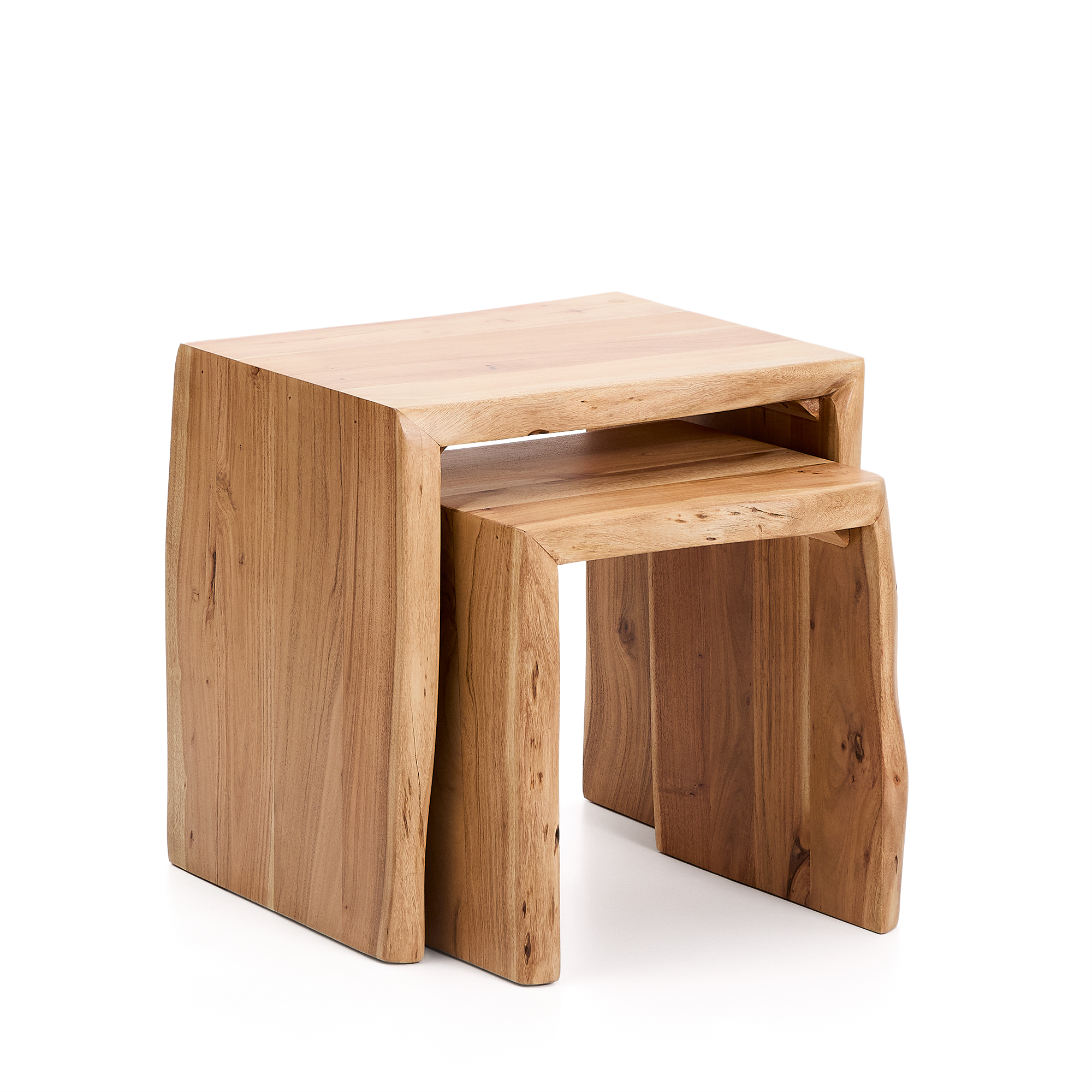 KAVE HOME Lomiri fållbord, rektangulärt - akaciaträ med blekt yta (set om 2) – Kave Home – bleached side tables
