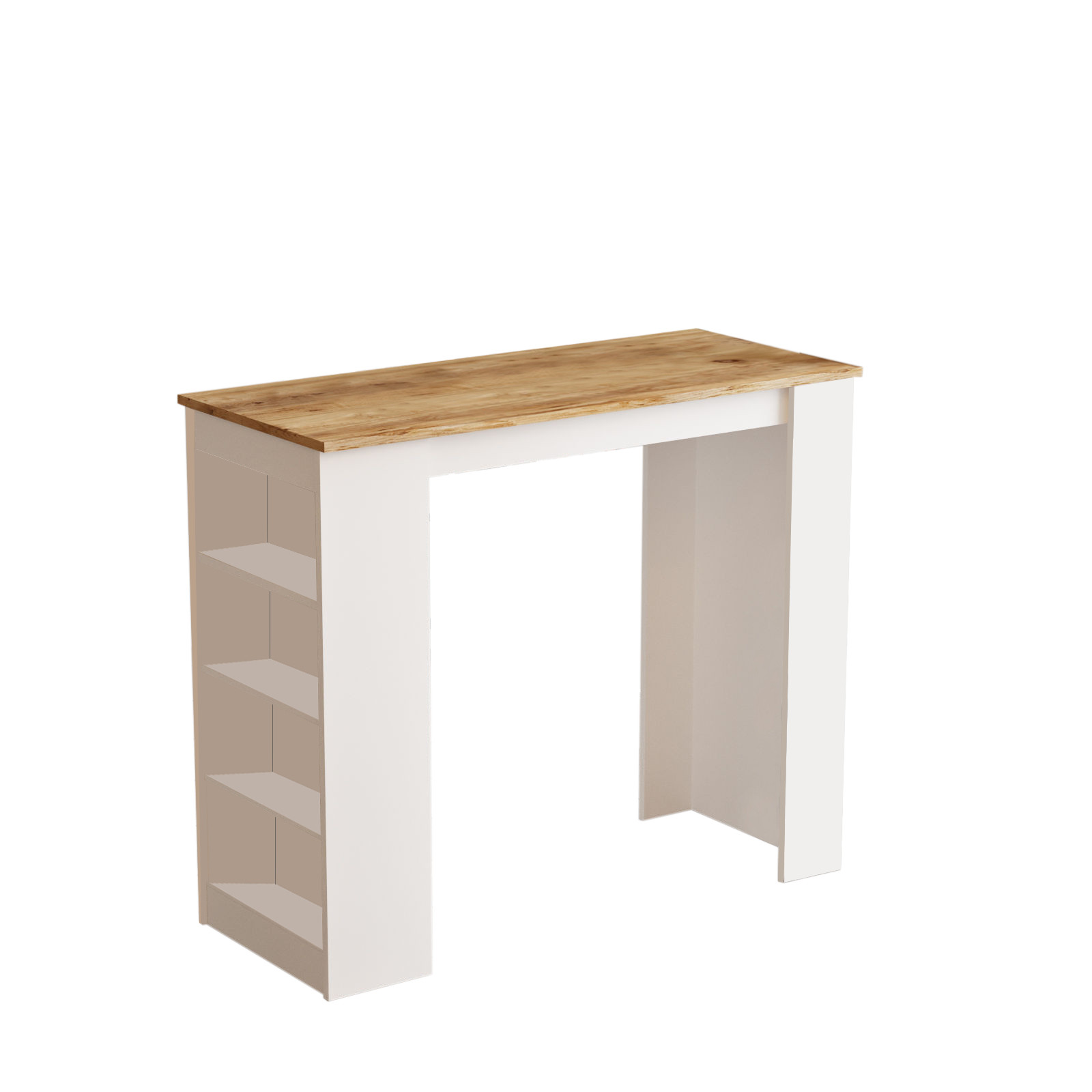 NORDVÄRK ST1 barbord, m. 3 hyllor - vit och naturlig melamin (120x51,6) – NORDVÄRK – melamine bar tables