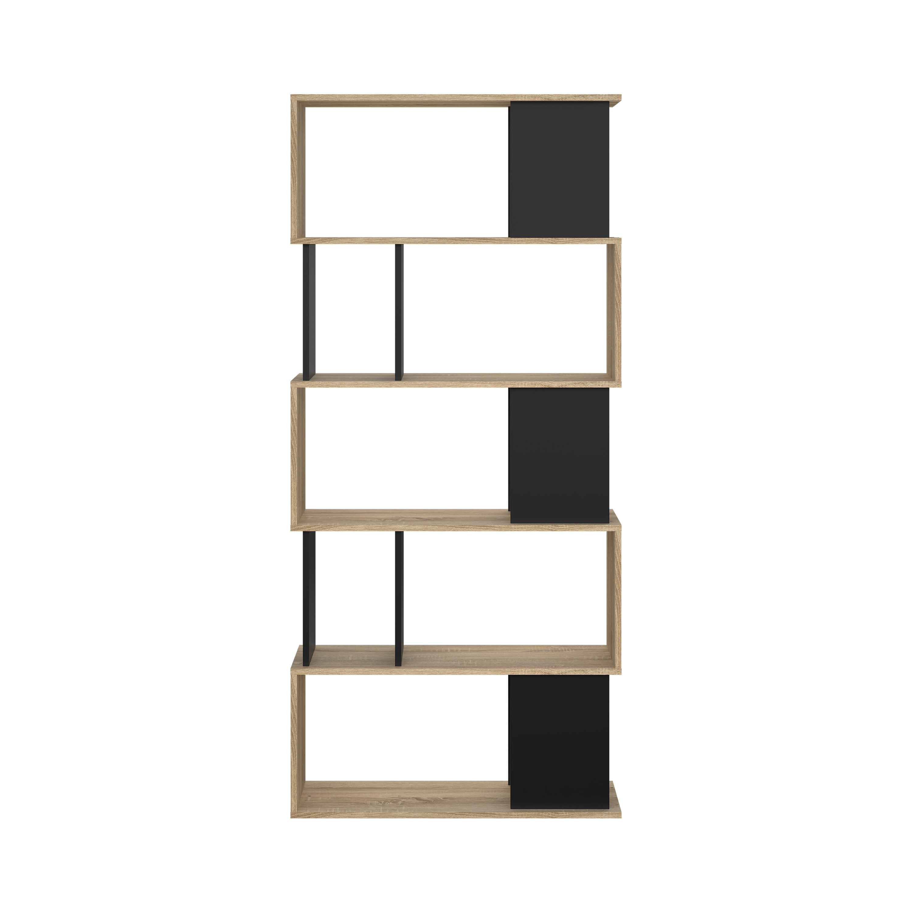 TWILUM Maze bokhylla - naturlig ek struktur/svart, w. 7 rum – Tvilum – oak (beige, laminate bokhyllor