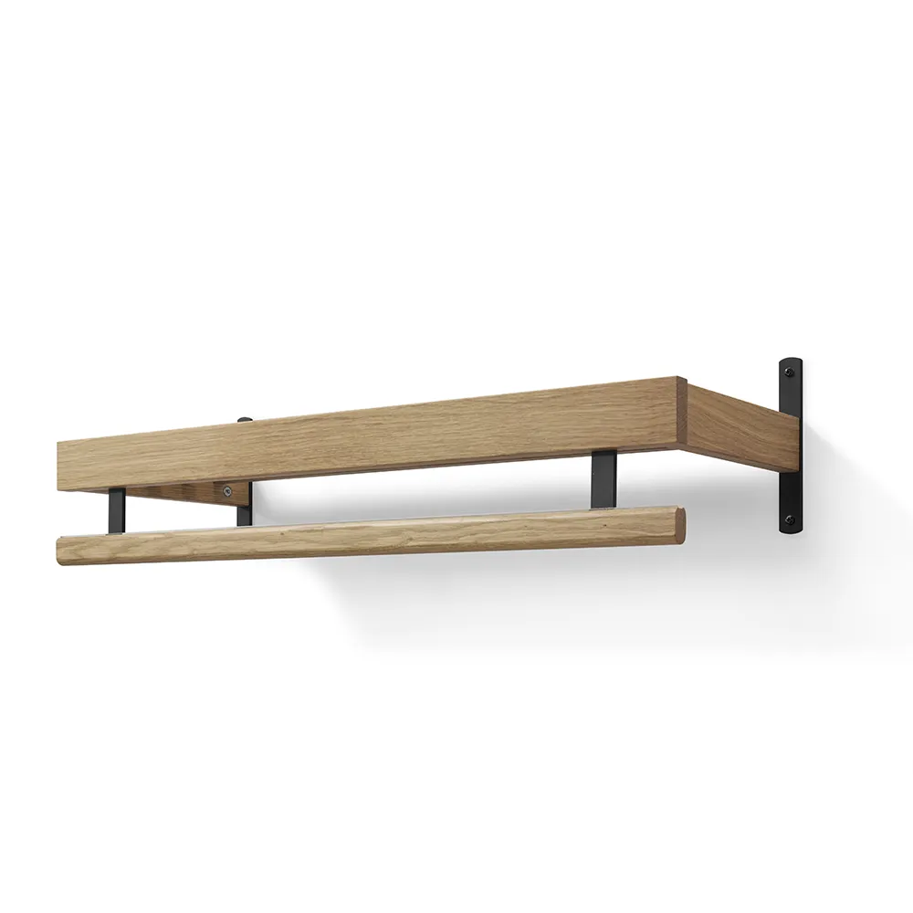Nadja Hatthylla 80 cm Lackad Ek/Mattsvart stål – Oscarssons Möbel – oak (beige, steel wall shelves