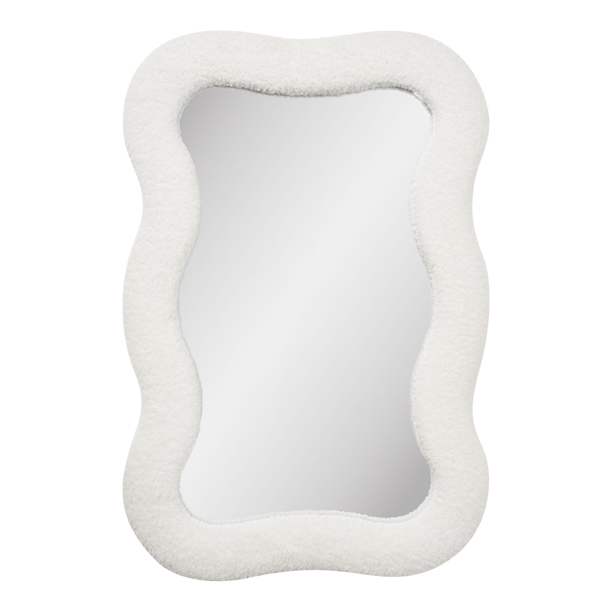 HOUSE NORDIC Bosaro väggspegel, organisk - spegelglas och vitt teddytyg (80x54) – House Nordic – mirror mirrors