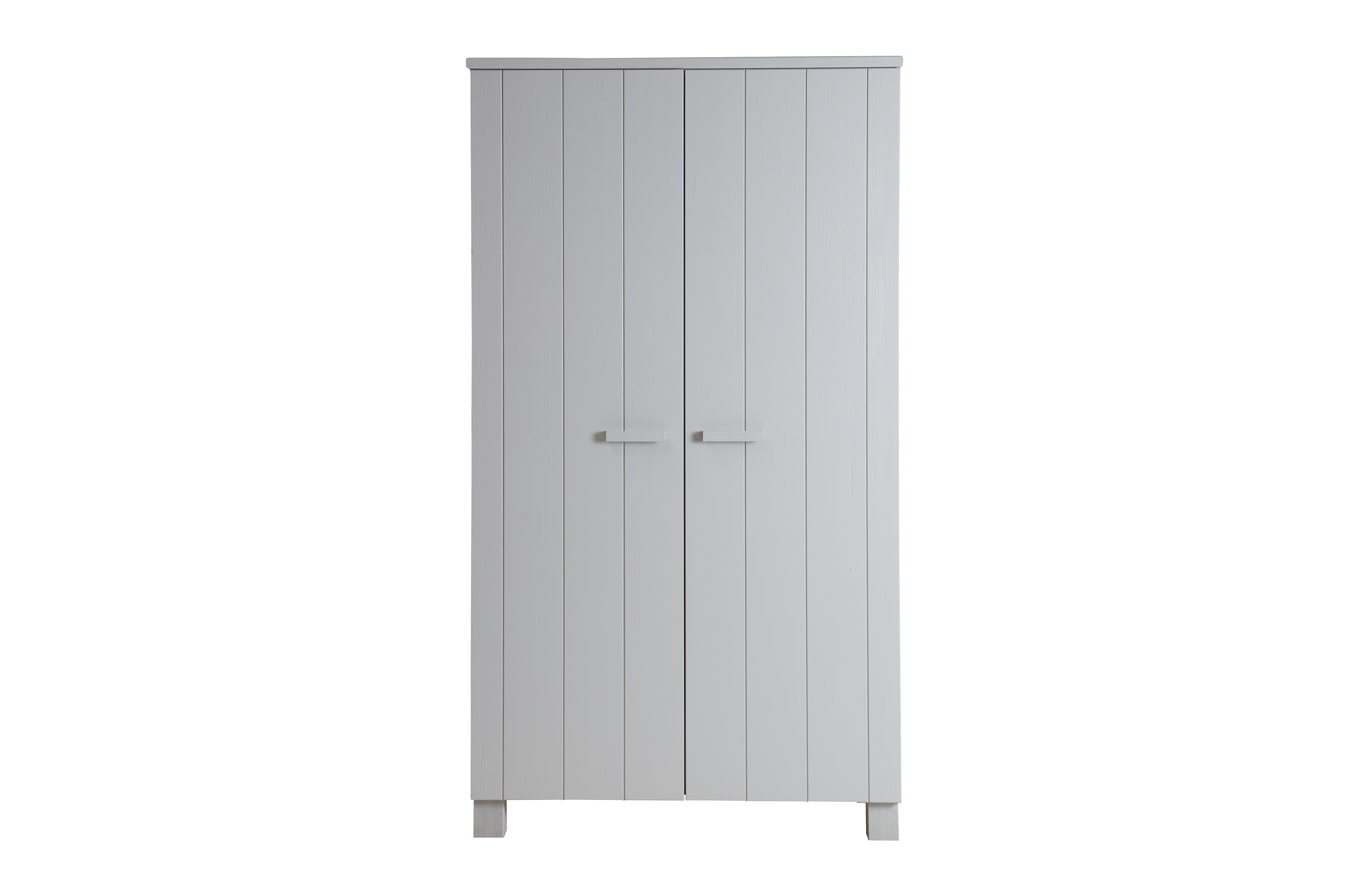 WOOOD Dennis garderob, m. 2 dörrar, 4 hyllor och 1 hängstång - betonggrå furu och melamin – WOOOD – pine (gray, melamine