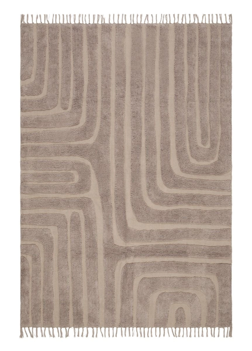 Juno Grid Linne Bomullsmatta – Se Mattor – beige mattor