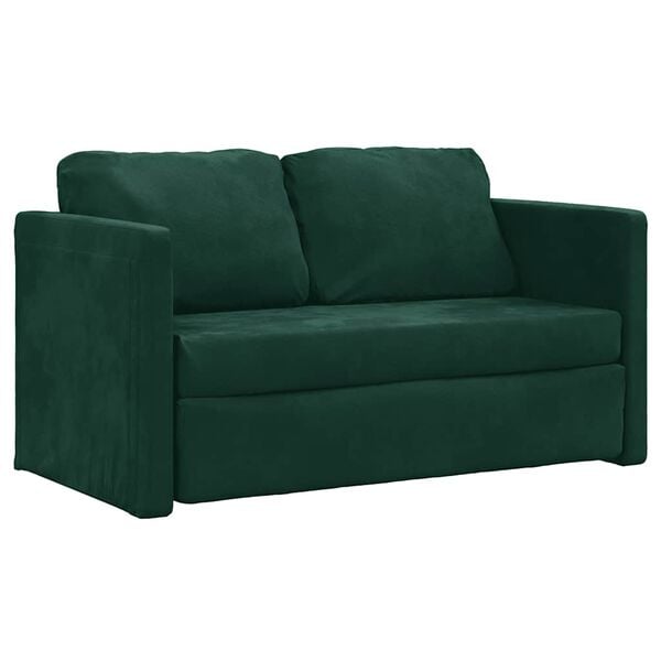 vidaXL Golvbäddsoffa 2-i-1 mörkgrön 122x204x55 cm sammet – vidaXL – grön soffor