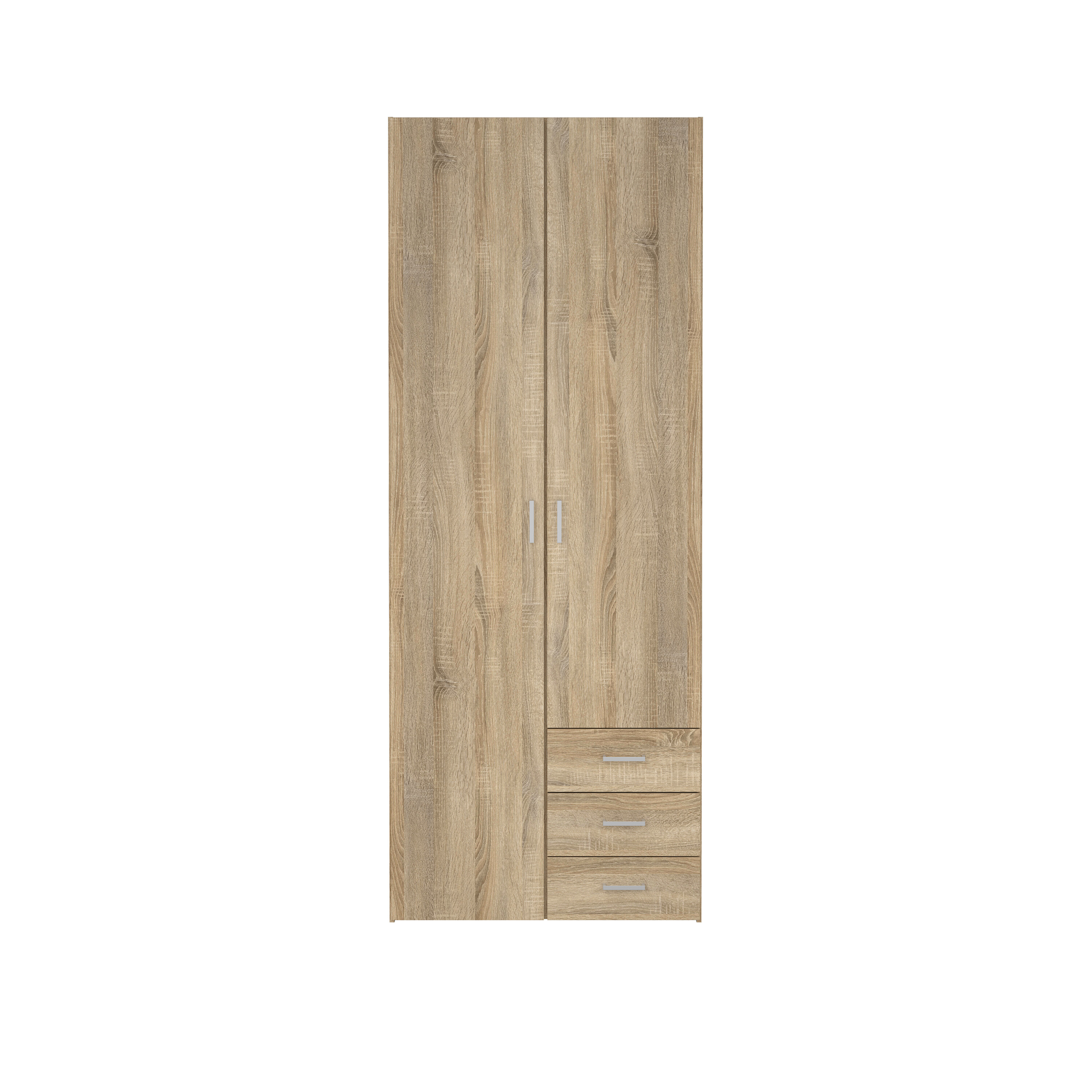 TVILUM Space garderobsskåp - ekstruktur, med 2 dörrar och 3 lådor – Tvilum – oak (beige, brushed steel garderober