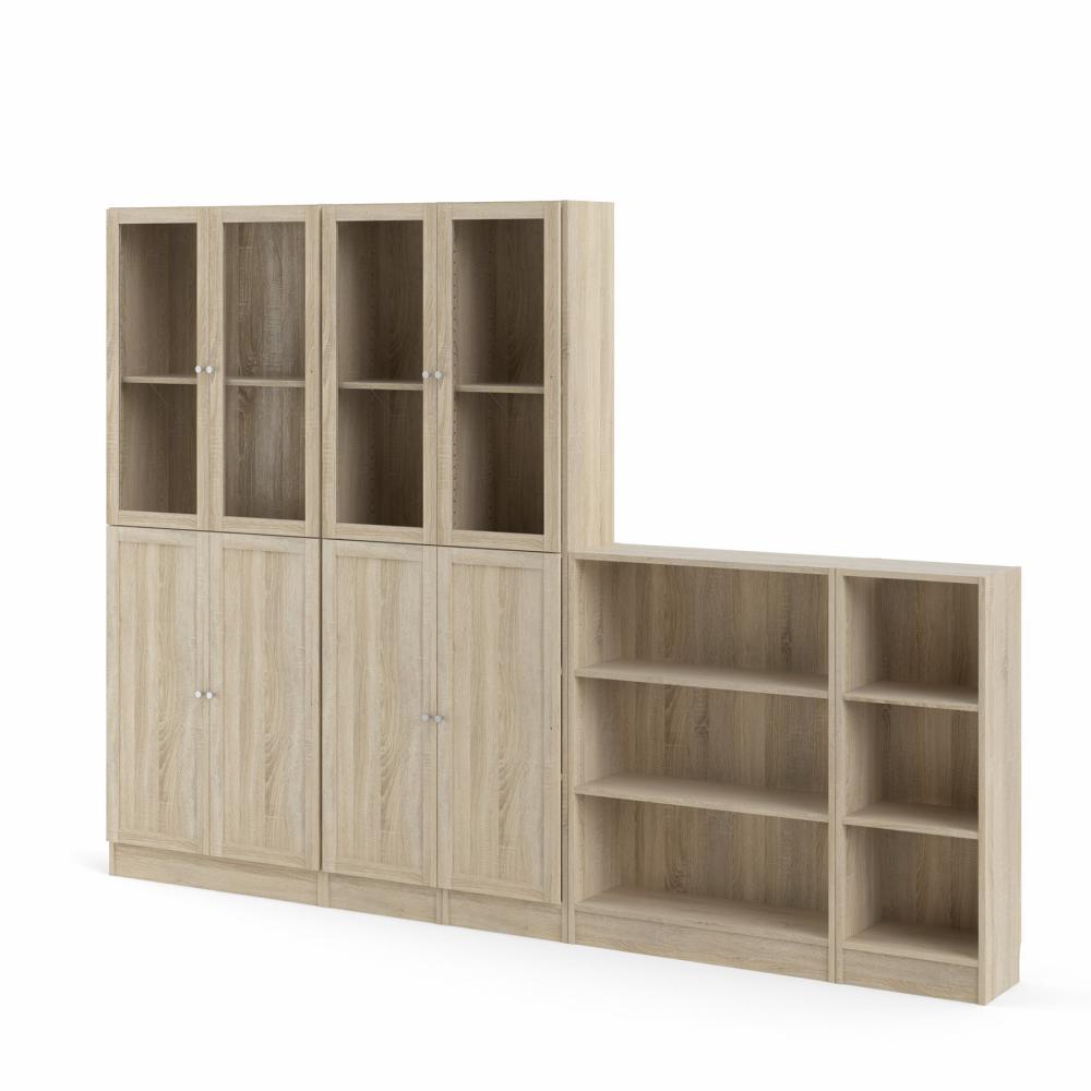 TVILUM Basic Bokhylla, med 8 Luckor - Glas och Ekfärgad Folie – Tvilum – oak folie (beige, glass bokhyllor