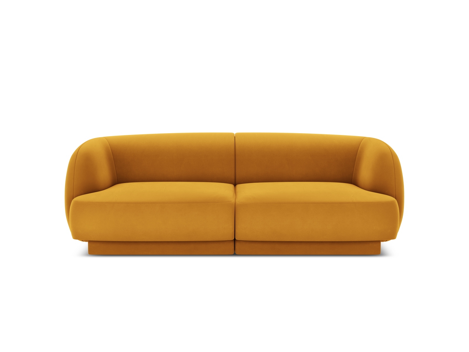 MICADONI Miley soffa, 2 sittplatser - gul sammet och svart plast – Micadoni – synthetic soffor