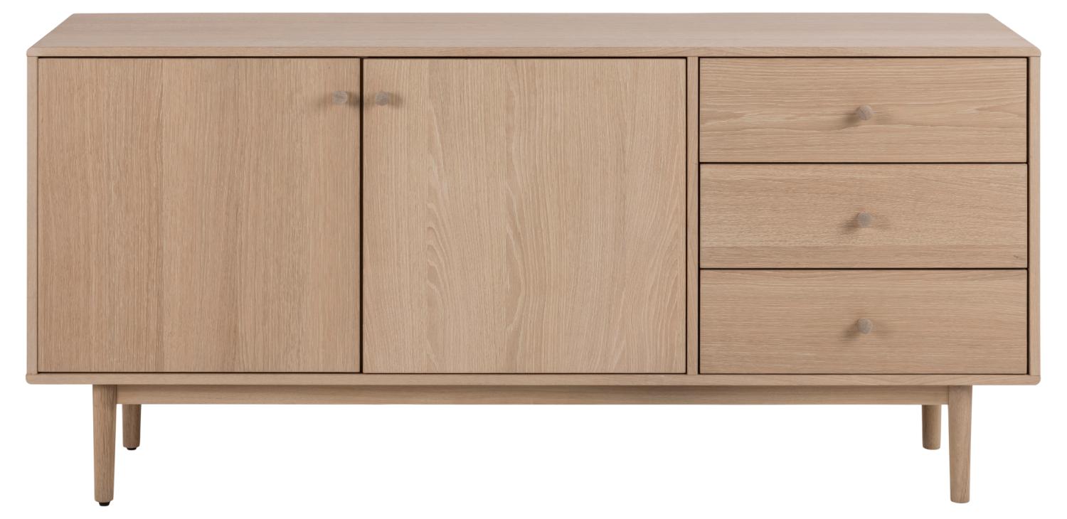 ACT NORDIC Aston skänk, m. 2 luckor och 3 lådor - vitpigmenterad ekfanér och ek – Act Nordic – white pigmented sideboards