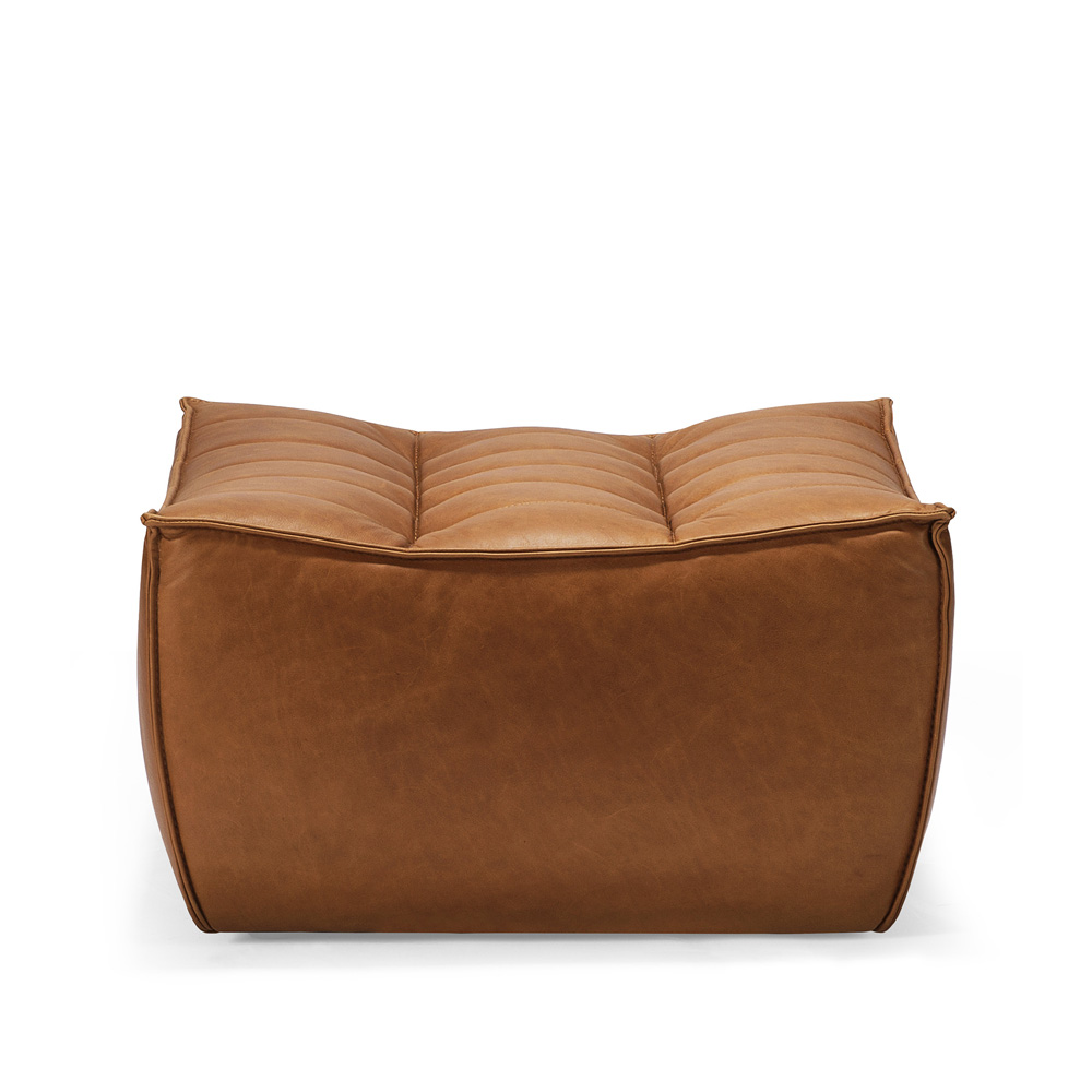 N701 fotpall 70x70 cm, Aniline leather brown – Ethnicraft – brun ottomans