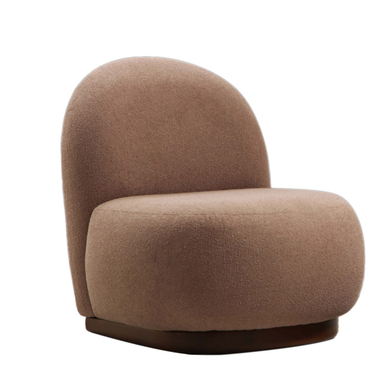 NORDVÄRK Tina - Cappuccino Wing Chair – bouclé fabric (brown, stained wood matstolar