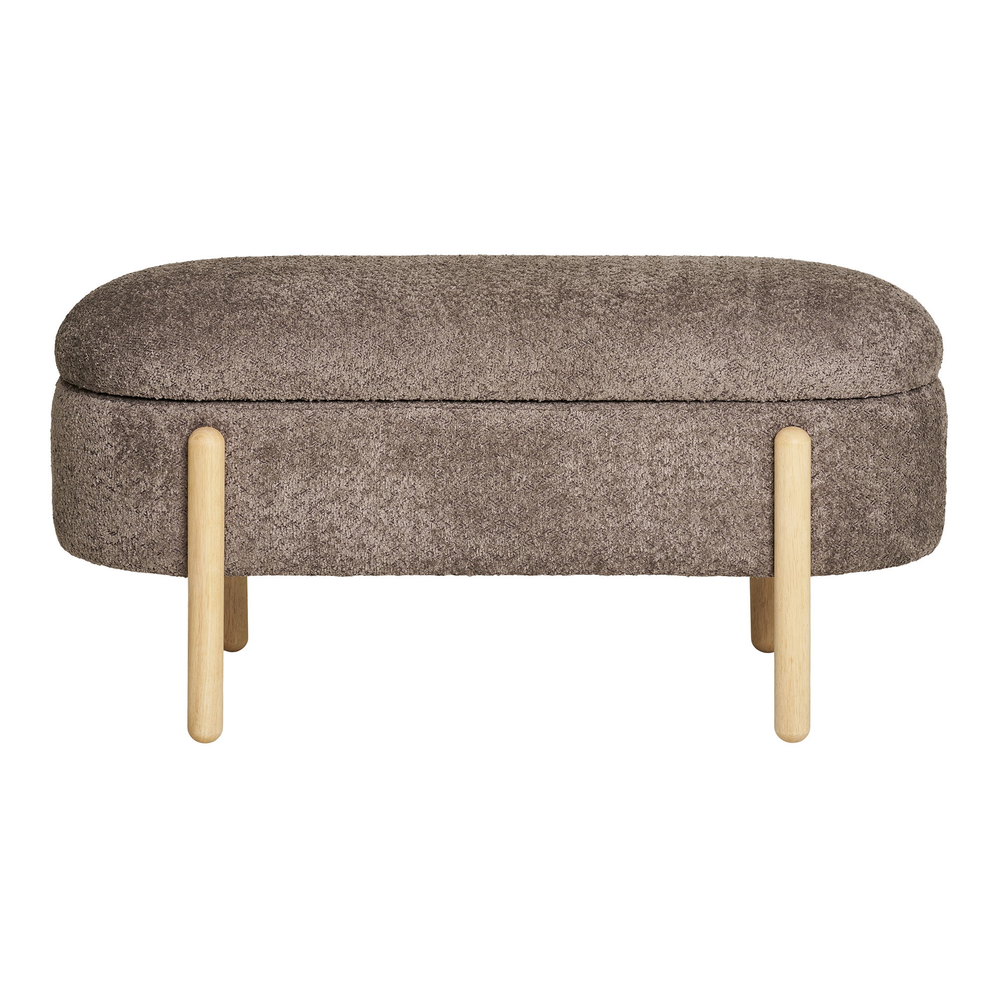 HOUSE NORDIC Branca bänk, med förvaring - brunt polyestertyg och naturträ (97x40) – House Nordic – polyester fabric benches