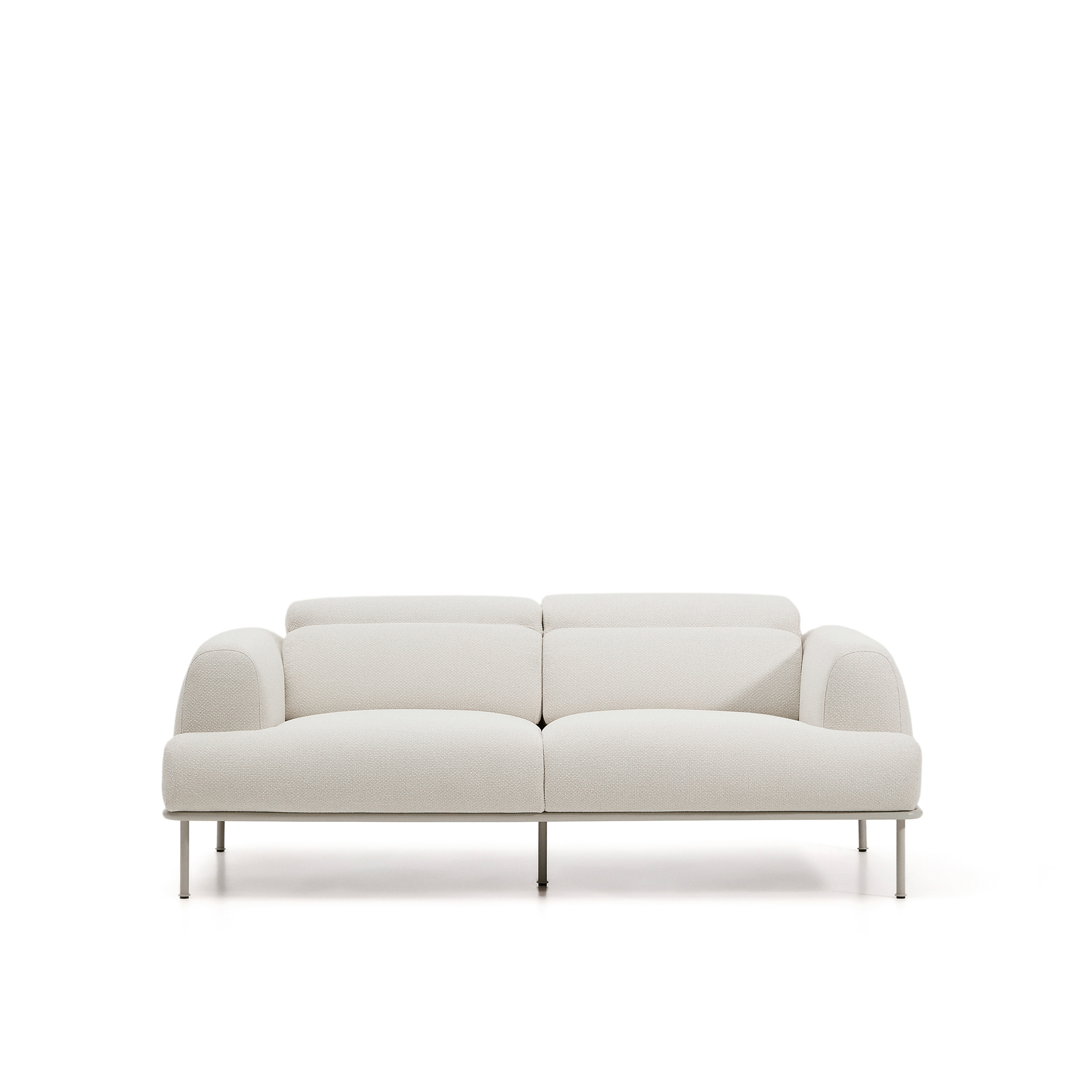 KAVE HOME Aurum 2-sitssoffa, med rörligt nackstöd - ecru chenille och mattbeige metall – Kave Home – chenille (ecru, metal