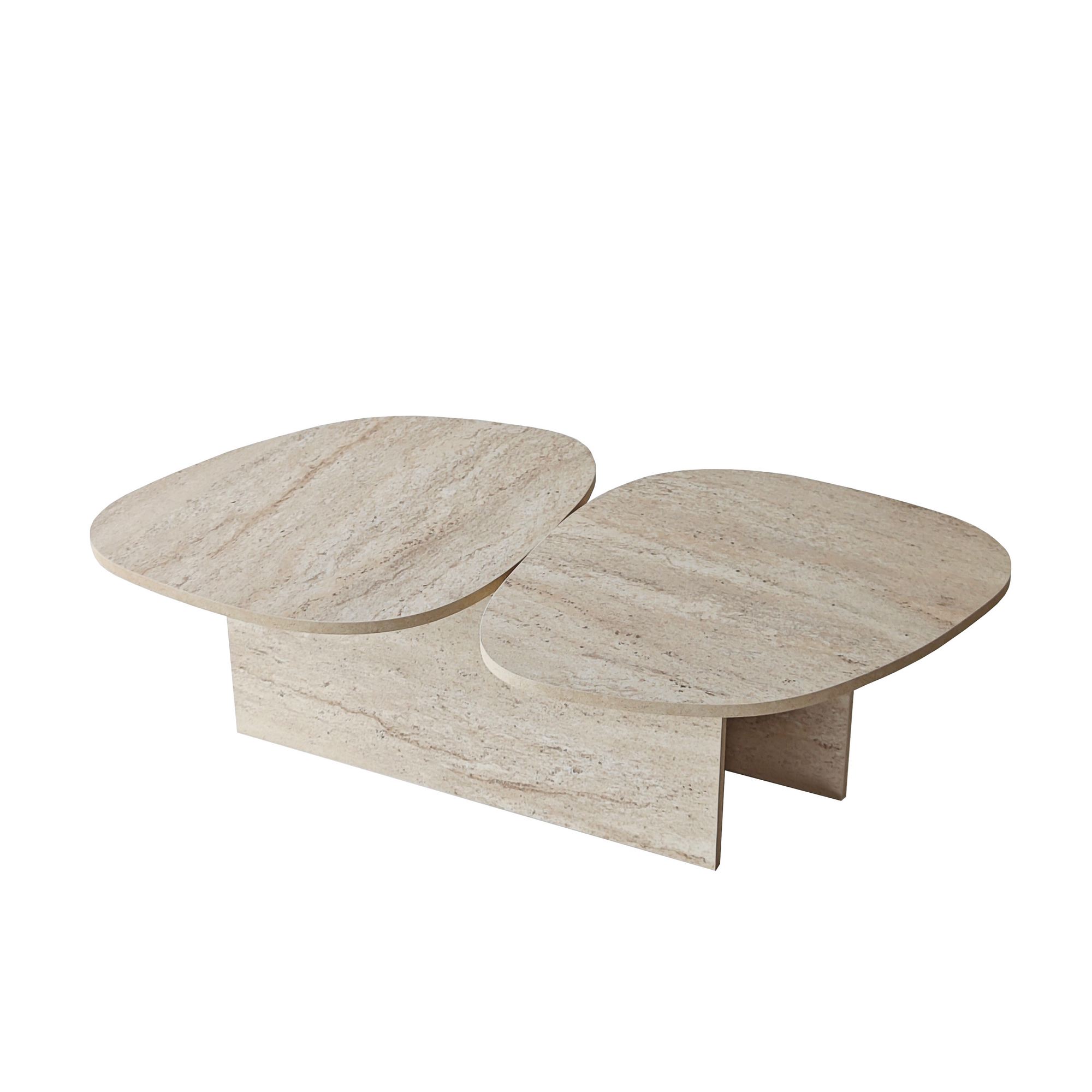 NORDVÄRK Stone - Travertin soffbord – travertine (beige, travertine soffbord