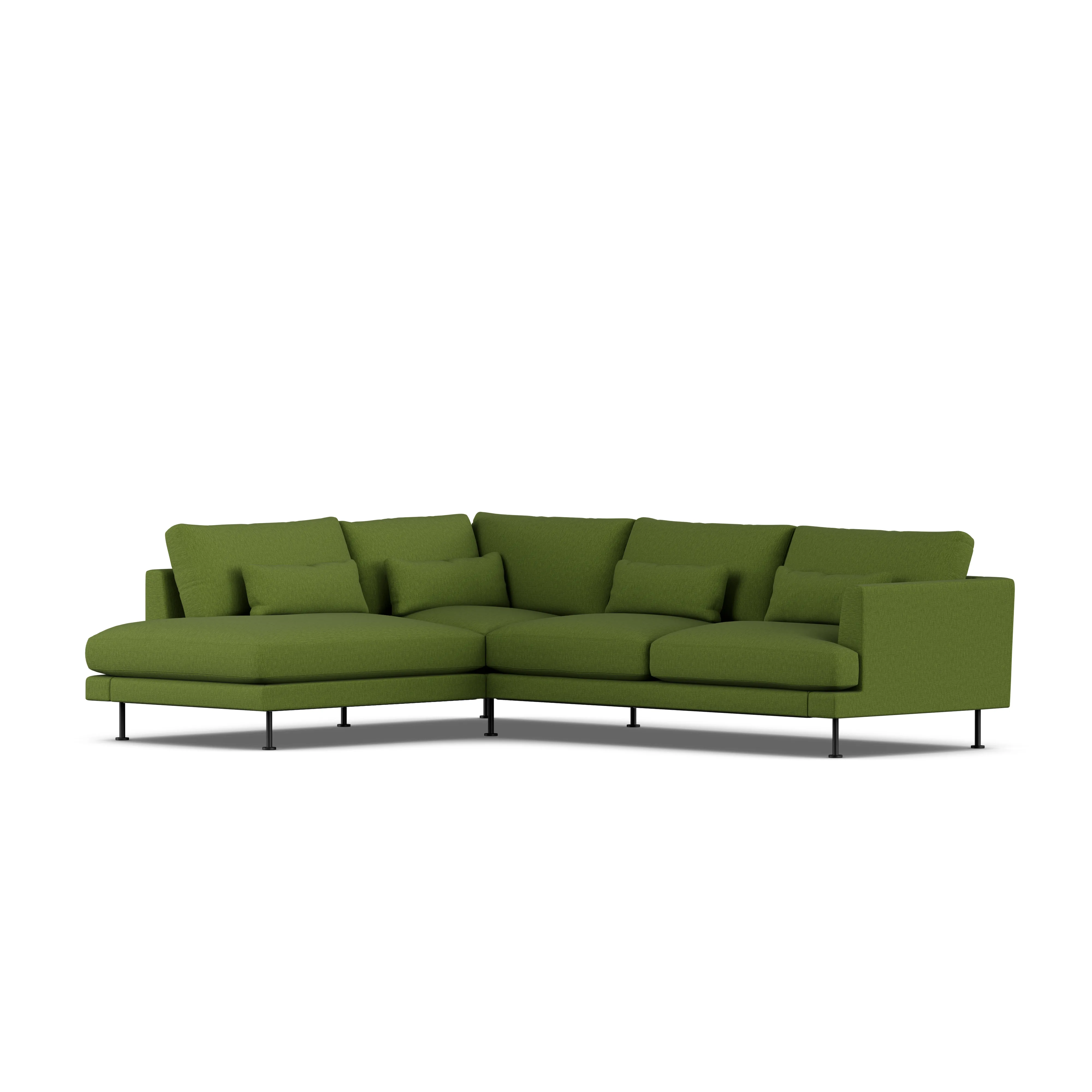 Bredhult soffa, Luiza Green 3975-svart stål, 3-sits A2 – 1898 – grön soffor