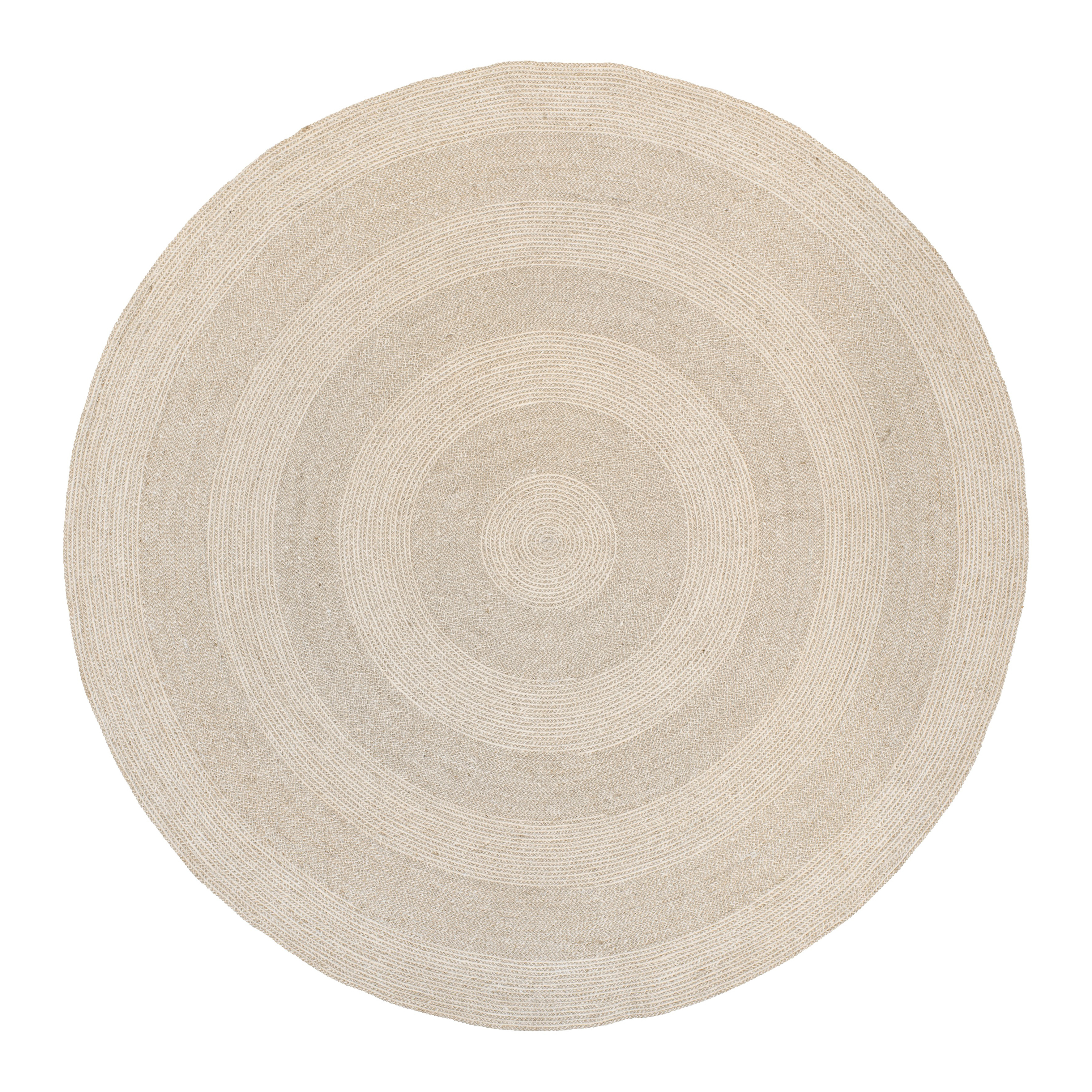 Ella jutematta Ø150 cm, Vit-natur – Dixie – vit mattor