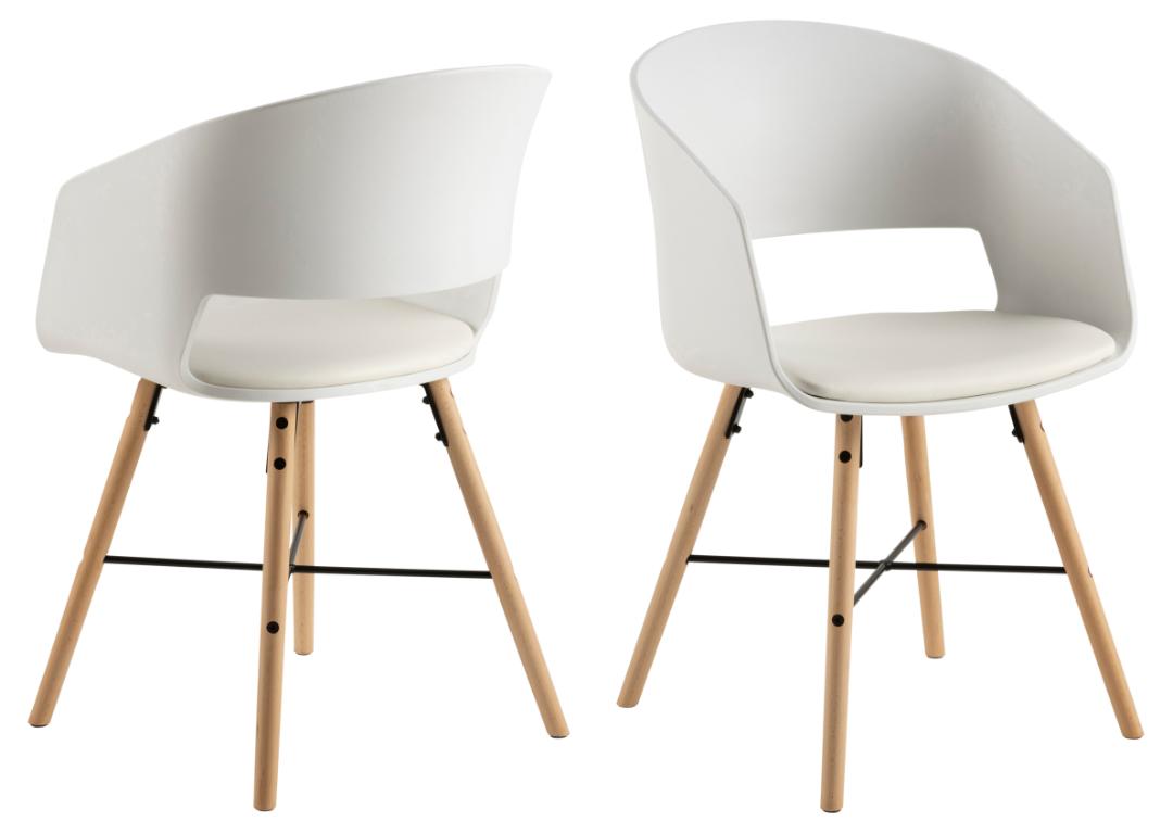 ACT NORDIC I_Luna matstol, med armstöd, vit PU, mattvit polypropen och matt bok – Act Nordic – polypropylene (white, bok