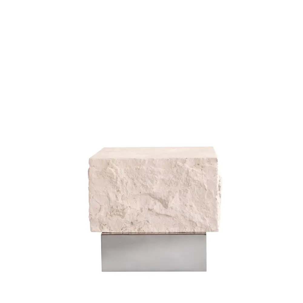 Temple Soffbord lågt - Chrome / Limestone – 101 Copenhagen – vit soffbord