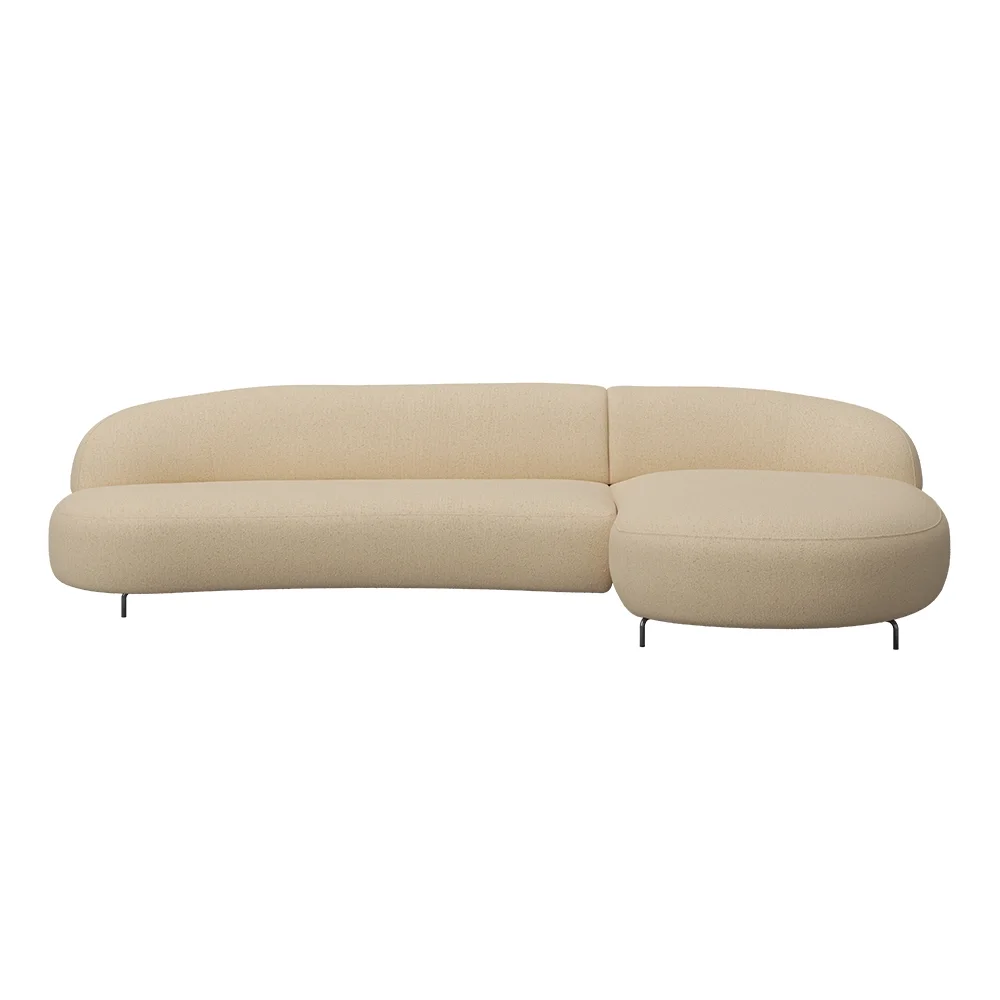 Aria 3-sits soffa med chaiselong 3C Kat C – Furninova – bouclé fabric (cream, steel soffor