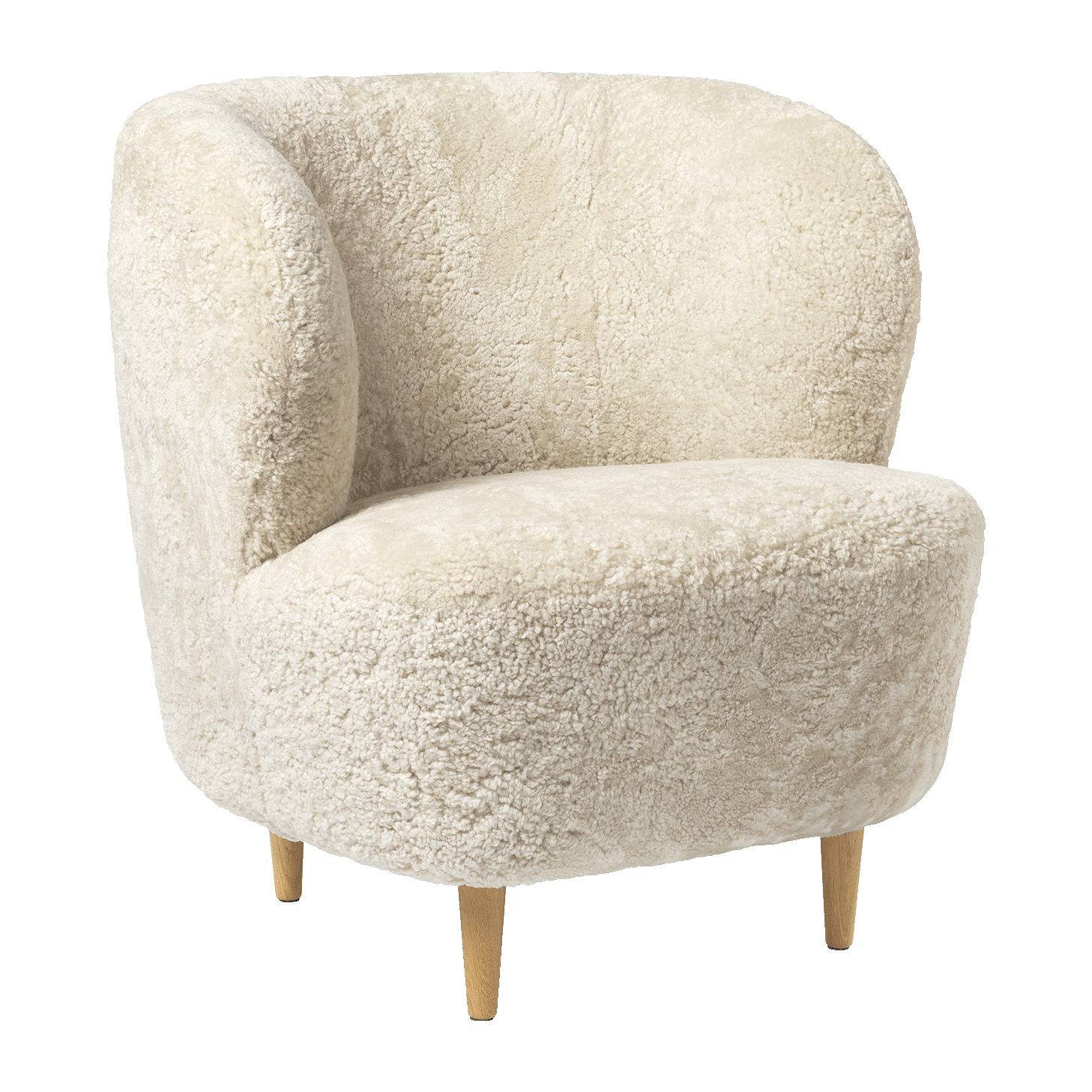 Stay lounge chair small loungefåtölj, Fårskinn Moonlight-lackad ek – GUBI – vit fåtöljer