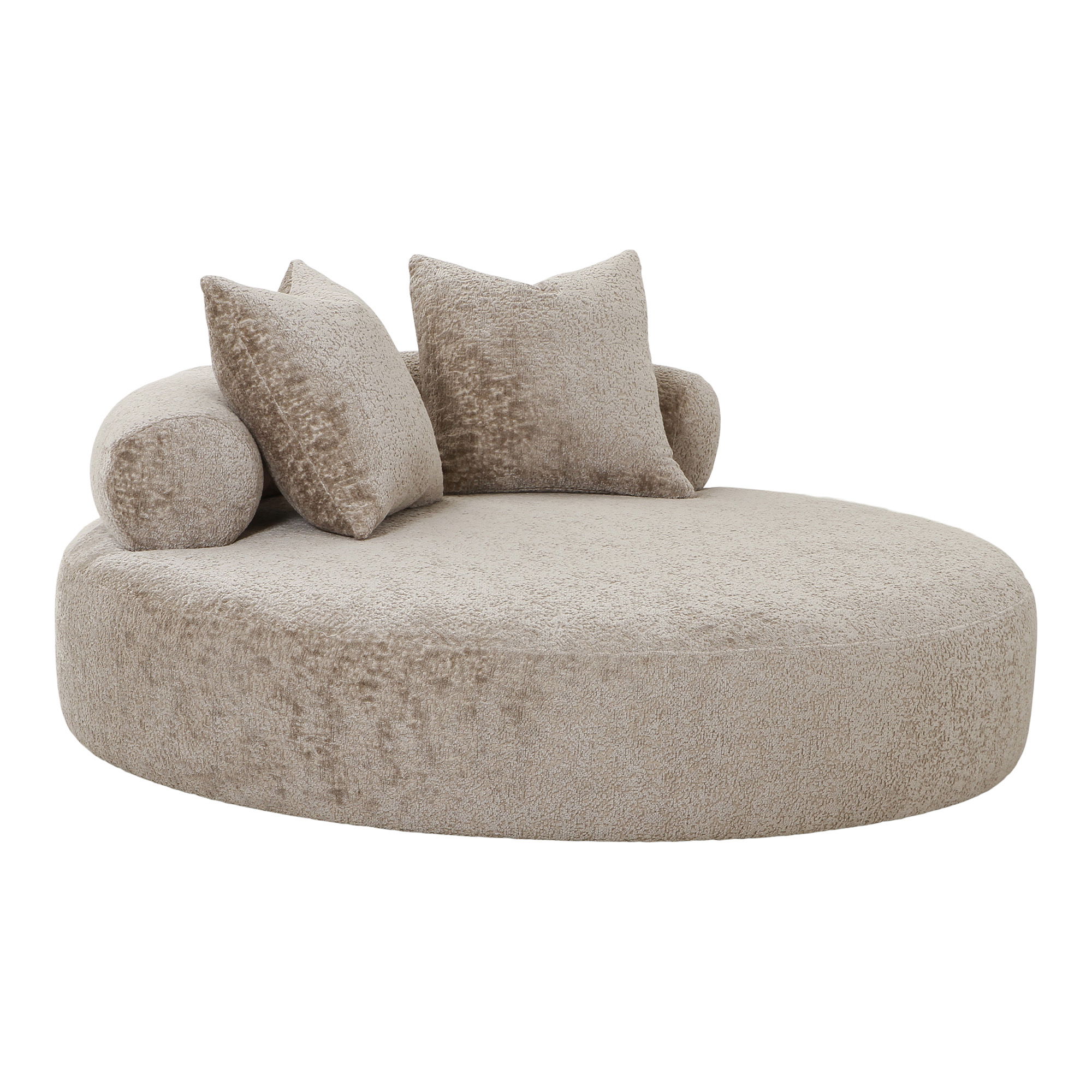 HOUSE NORDIC Daybed med 2 kuddar i chenille, rund, naturlig, HN1251 – House Nordic – chenille sängar
