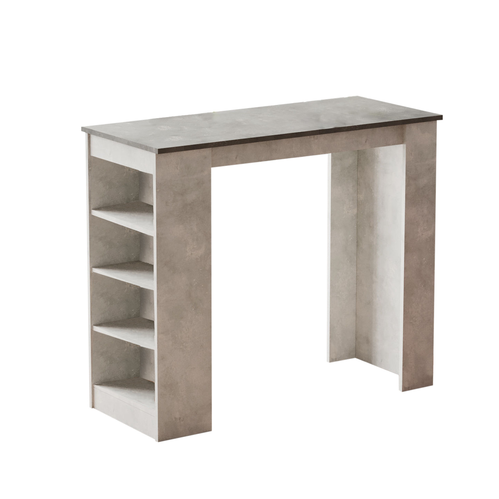 NORDVÄRK ST1 barbord, m. 3 hyllplan - grå melamin (120x51,6) – NORDVÄRK – melamine bar tables