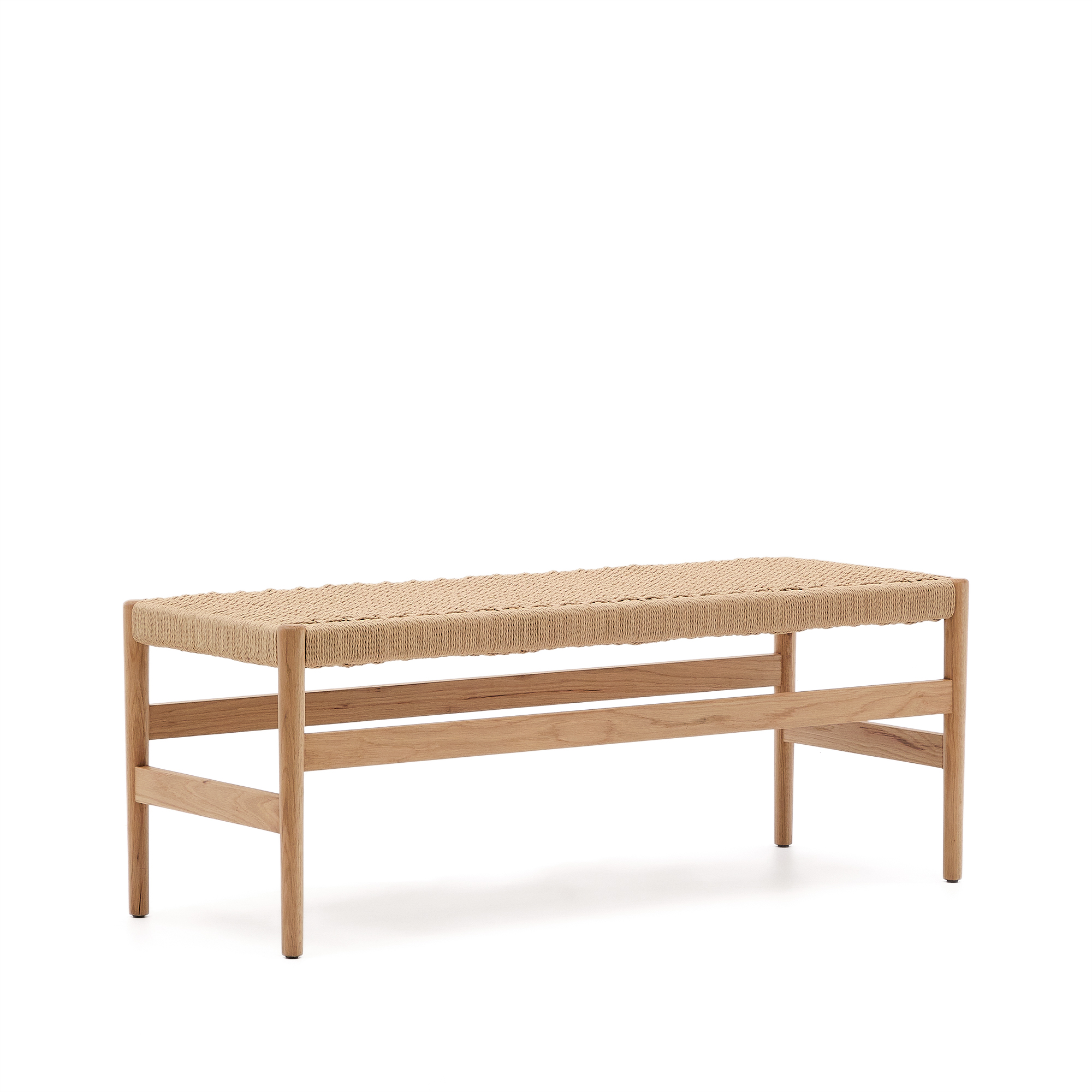 KAVE HOME Zaide bänk i massiv ek i naturlig finish och sits i rep, 120 cm, FSC 100 – Kave Home – natur benches