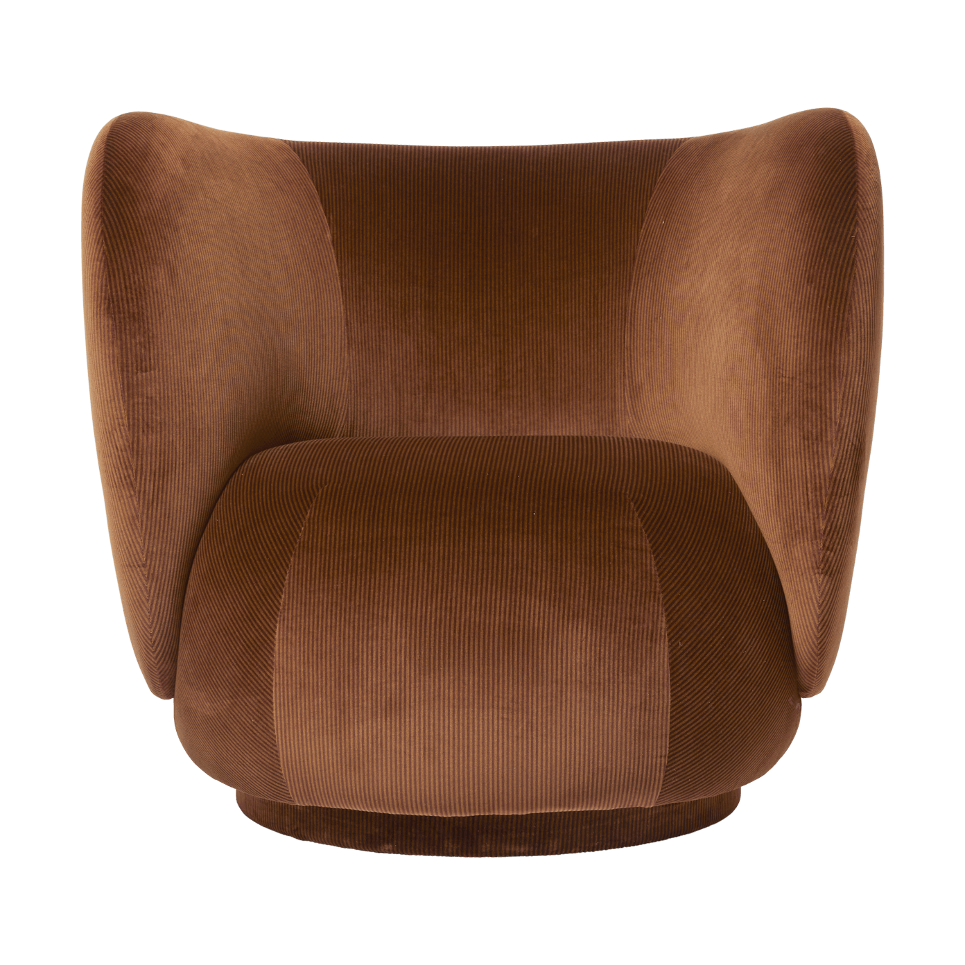 Rico lounge chair fåtölj swivel, Devoré velvet-Rust – Ferm Living – brun lounge chairs