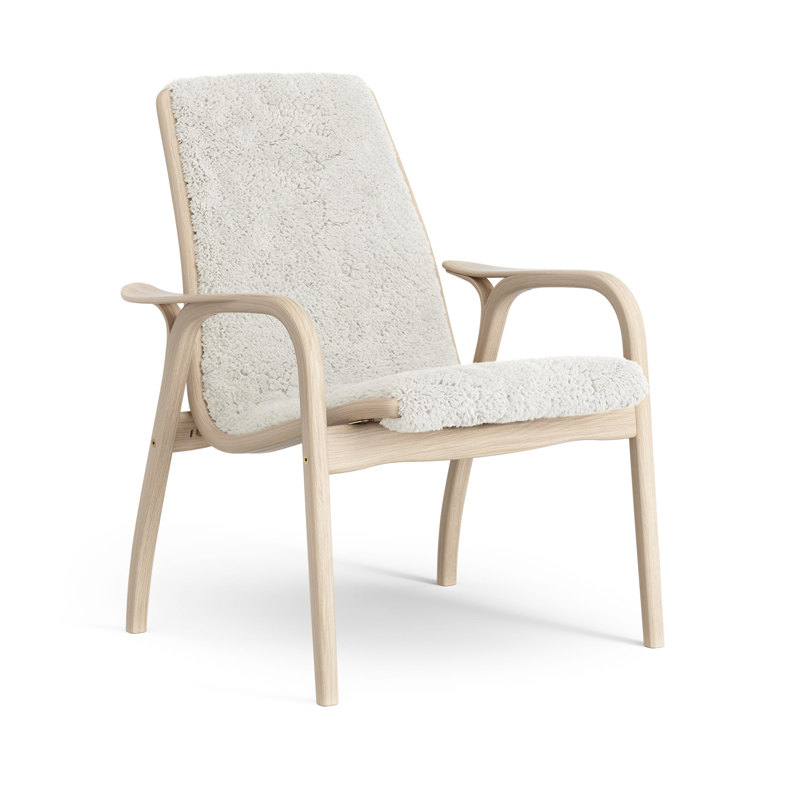 Laminett fåtölj vitpigmenterad ek/fårskinn, Offwhite (vit) – Swedese – beige fåtöljer