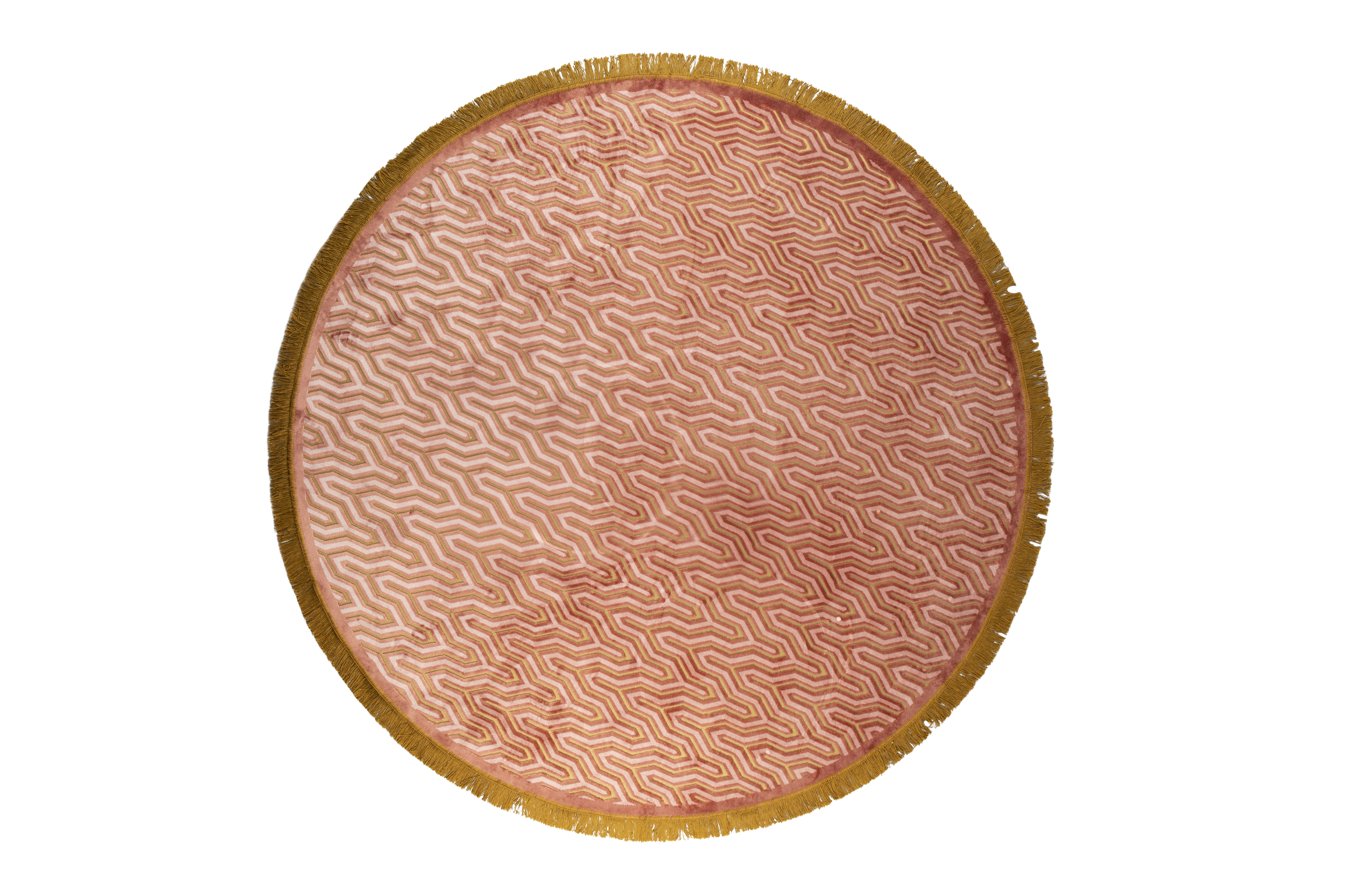 BOLD MONKEY I Feel So Soft Rund matta, med geometriskt mönster, rund - rosa tyg (Ø200) – Bold Monkey – fabric (pink, fabric