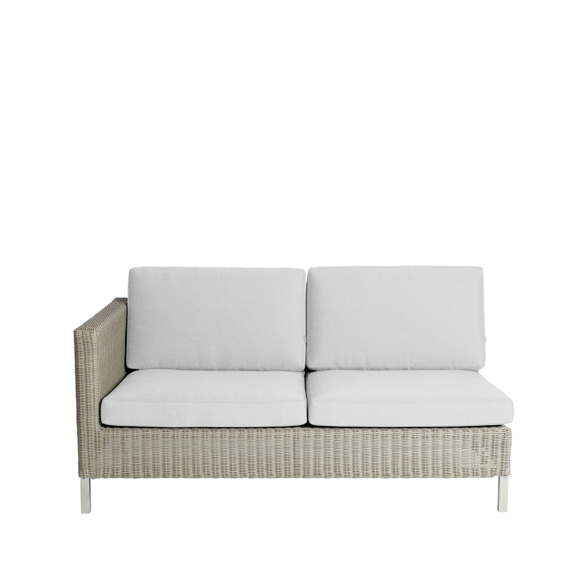 Connect modulsoffa, 2-sits taupe, höger, vita dynor – Cane-line – beige soffor