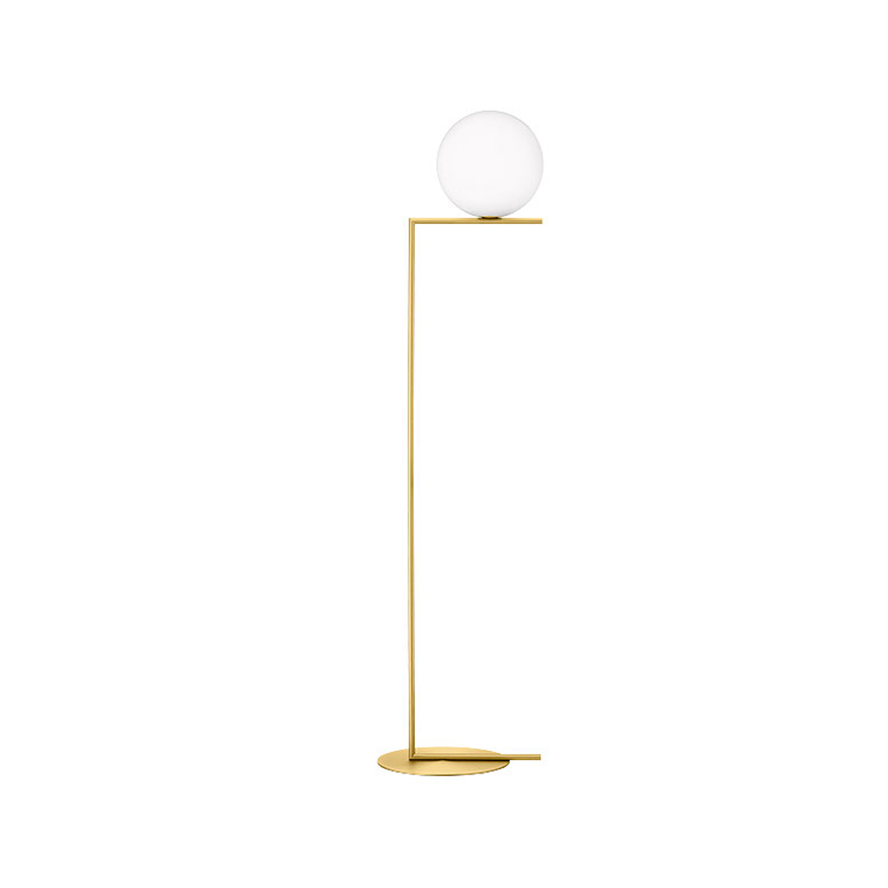 IC Lights F2 golvlampa, Borstad mässing-opal – Flos – gul golvlampor