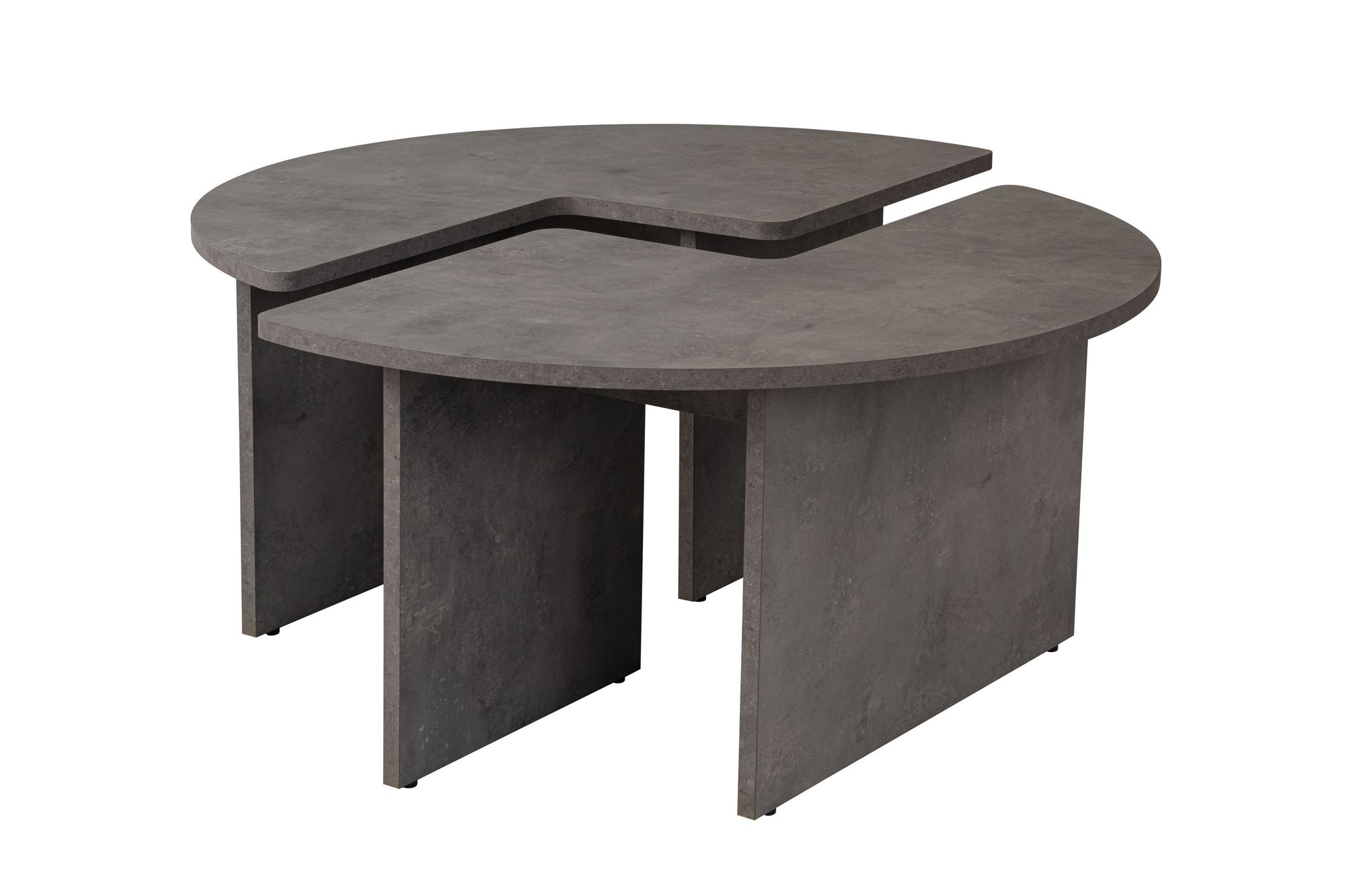 NORDVÄRK Moira soffbord, runt - betonggrå melamin (Ø90) – concrete gray melamine soffbord