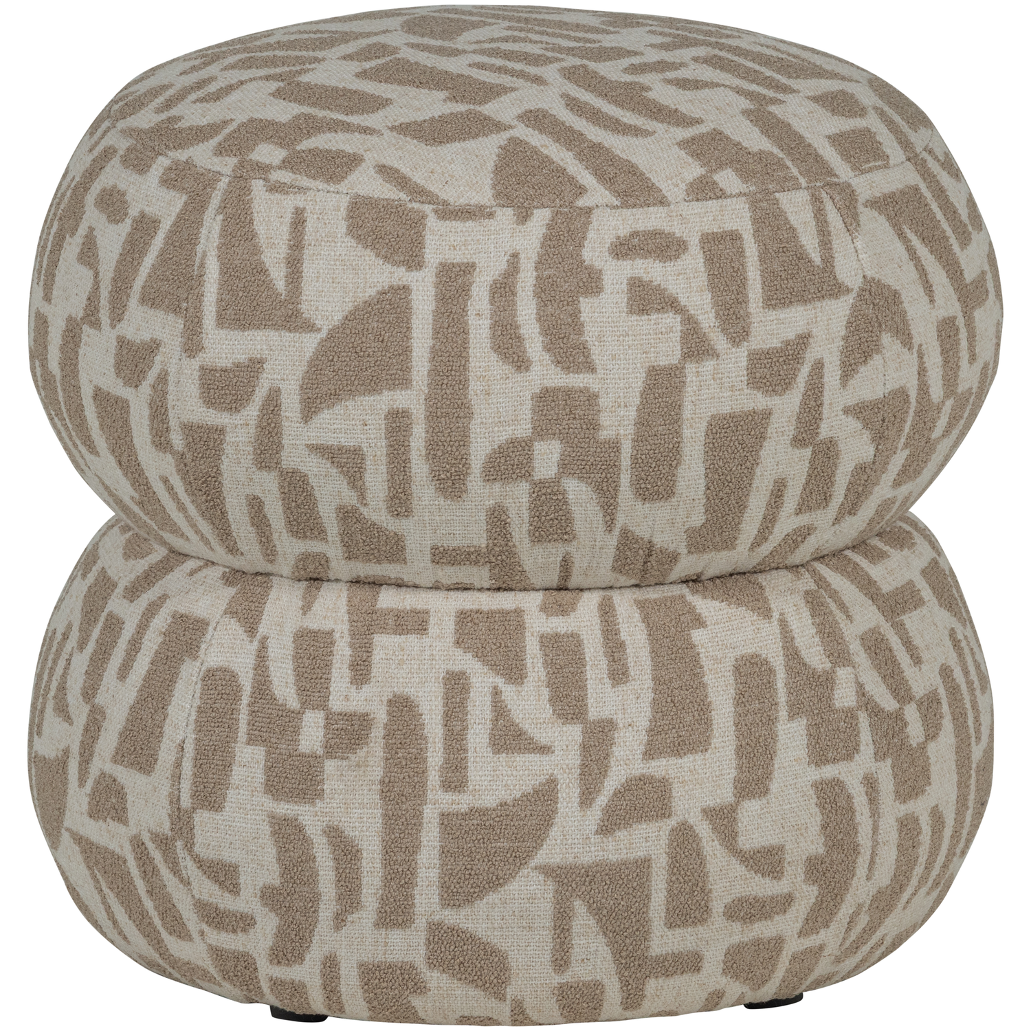 WOOOD Anic puff med grafiskt mönster, rund - sandfärgat tyg (Ø43) – WOOOD – woven fabric (sand, beige, woven fabric ottomans