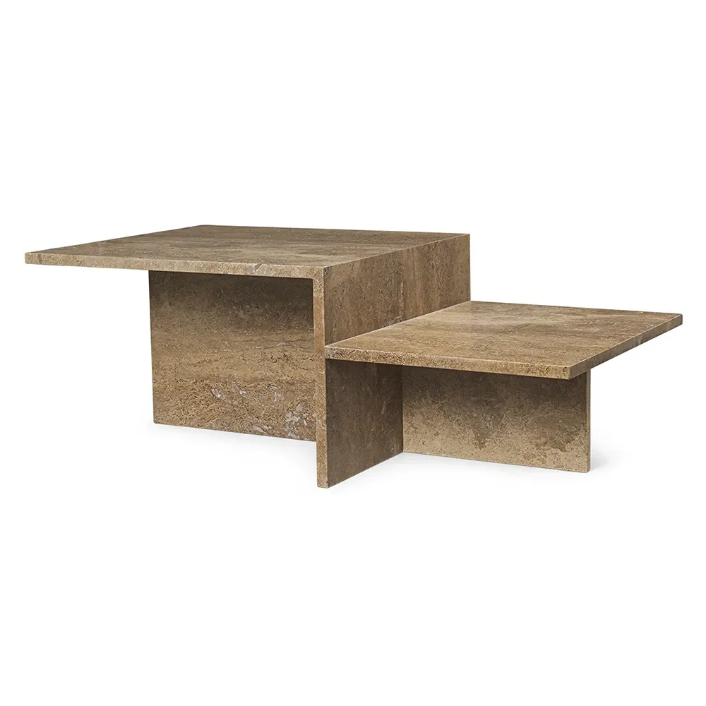 Distinct Coffee Table - Dark Brown Travertine – Ferm Living – brun soffbord