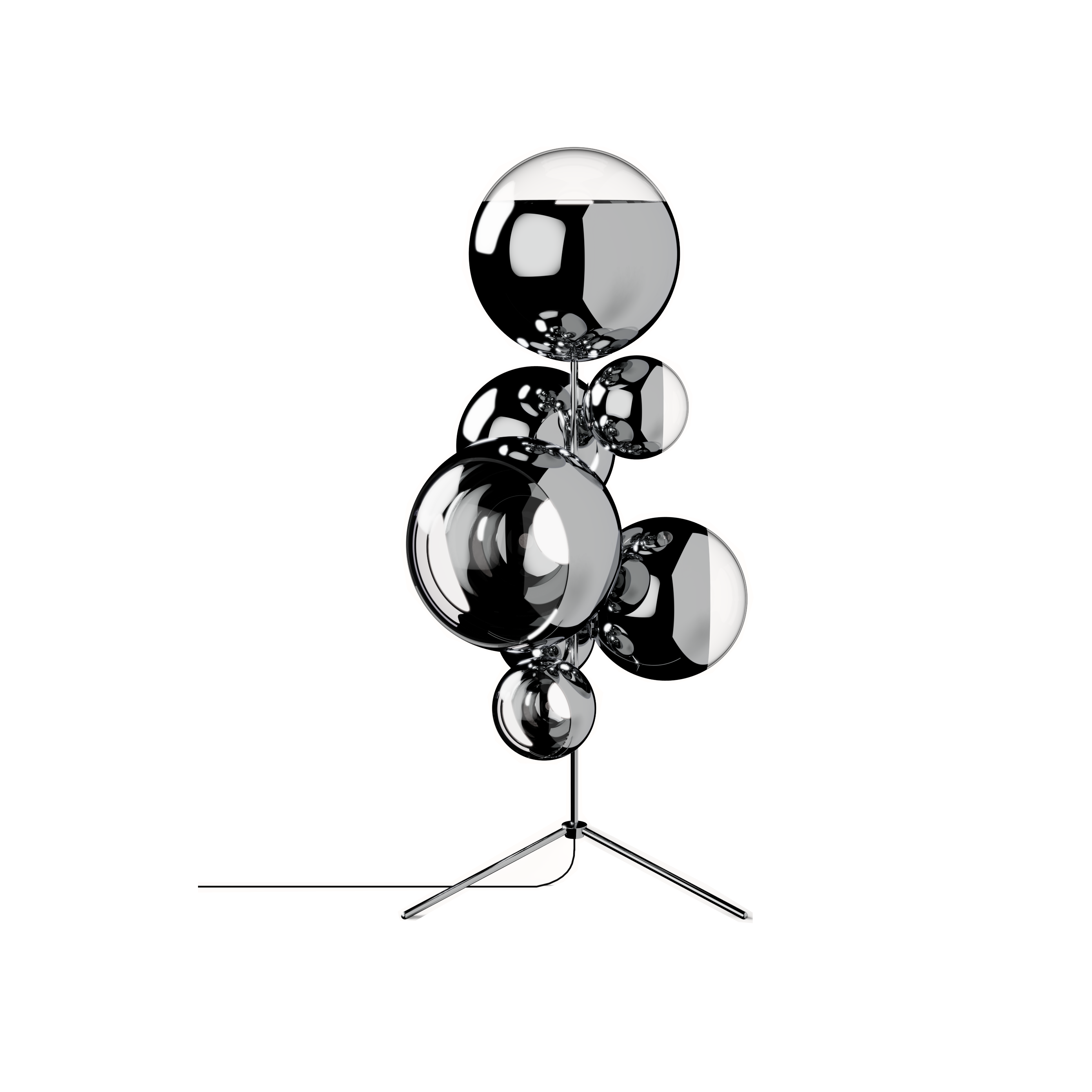 Mirror Ball chandelier golvlampa LED 181 cm, Silver – Tom Dixon – silver golvlampor