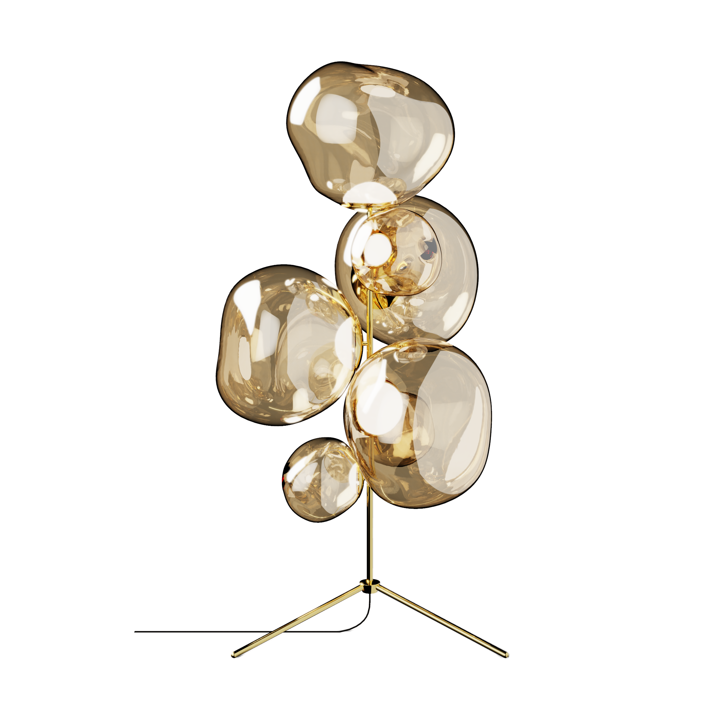Melt Chandelier golvlampa LED 175 cm, Gold – Tom Dixon – gul golvlampor