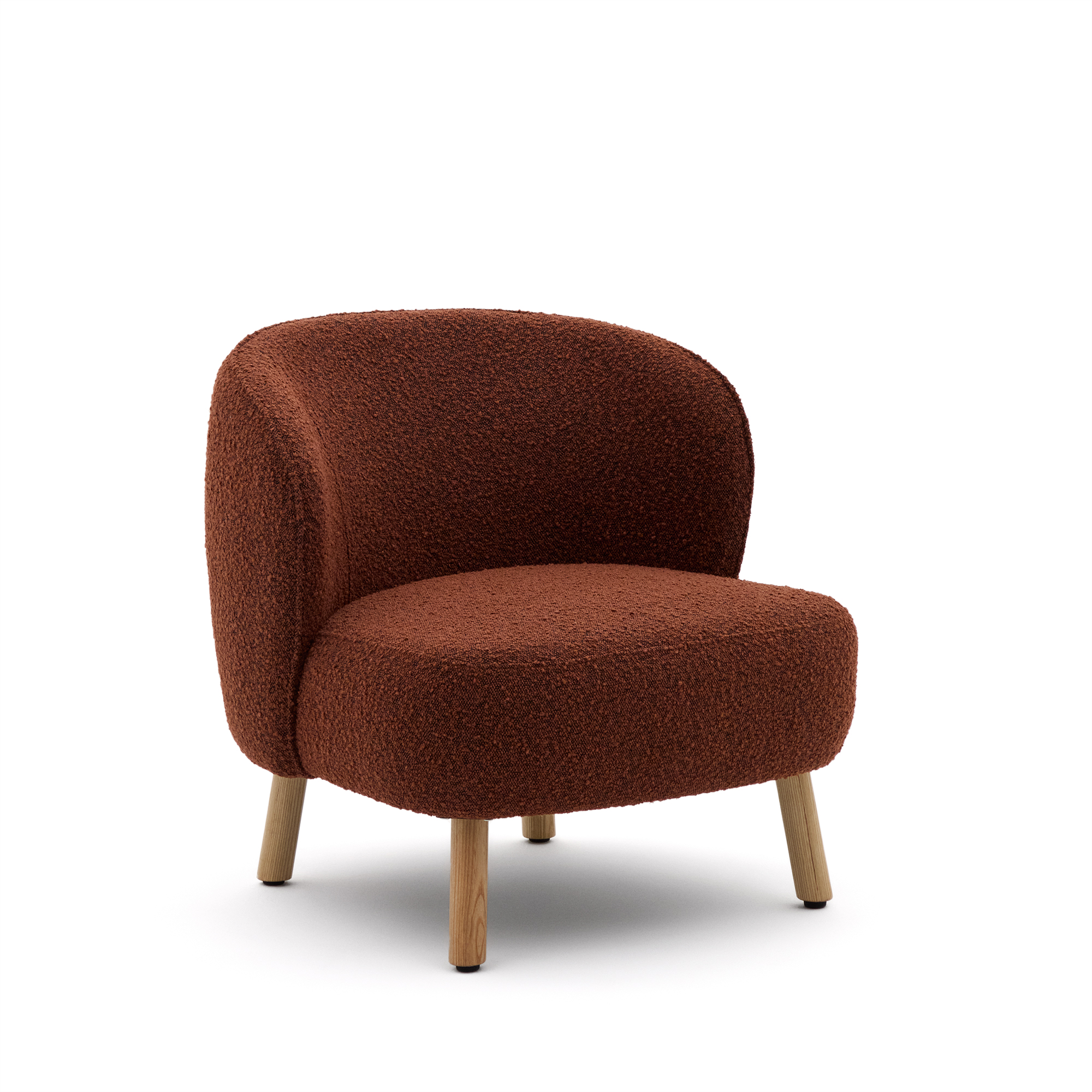 KAVE HOME Ulit fåtölj - terrakotta-bouclétyg och naturligt bokträ – Kave Home – bouclé fabric (terracotta, beechwood fåtöljer