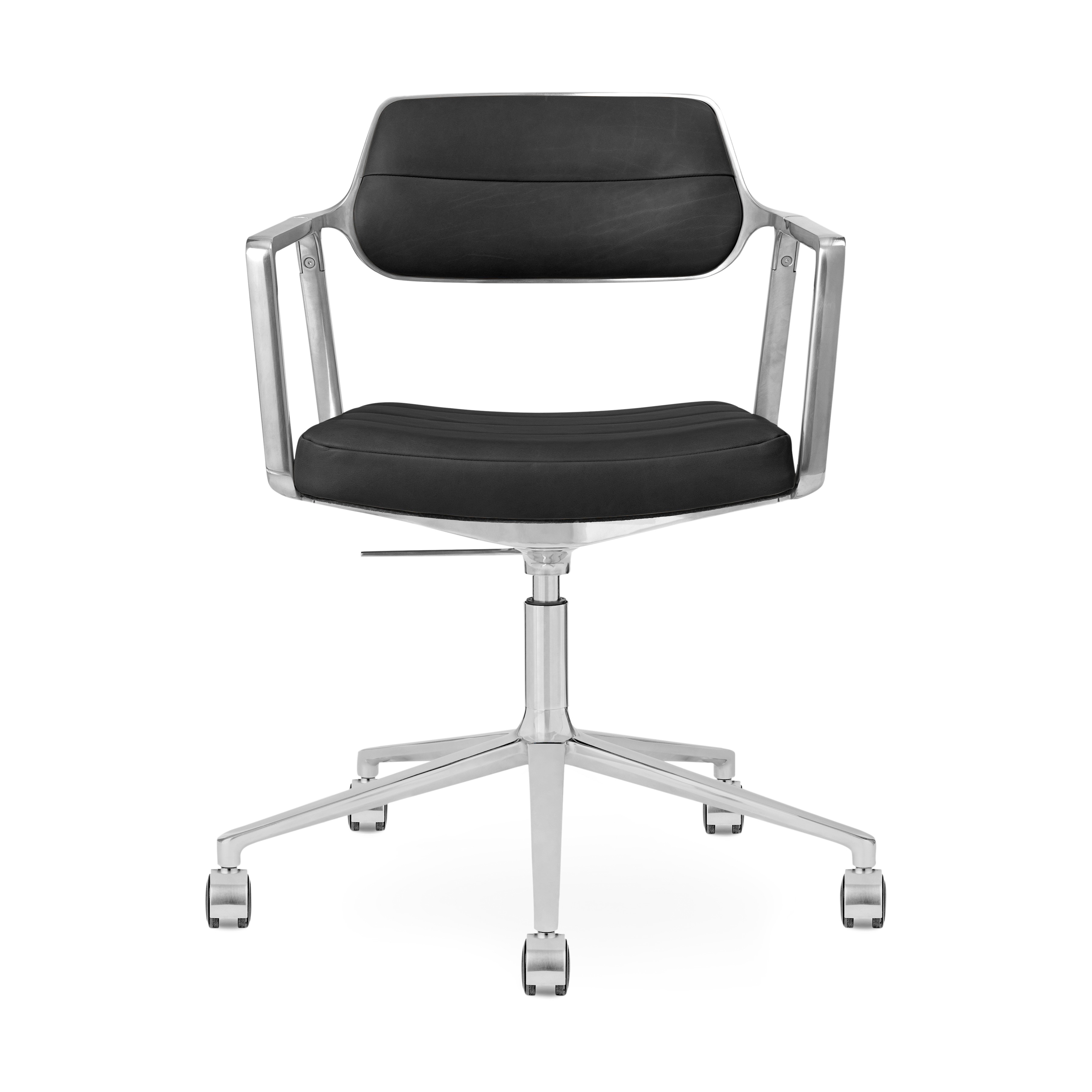 Vipp453+ Swivel kontorsstol med hjul, Pol. aluminium-black leather – Vipp – svart skrivbordsstolar