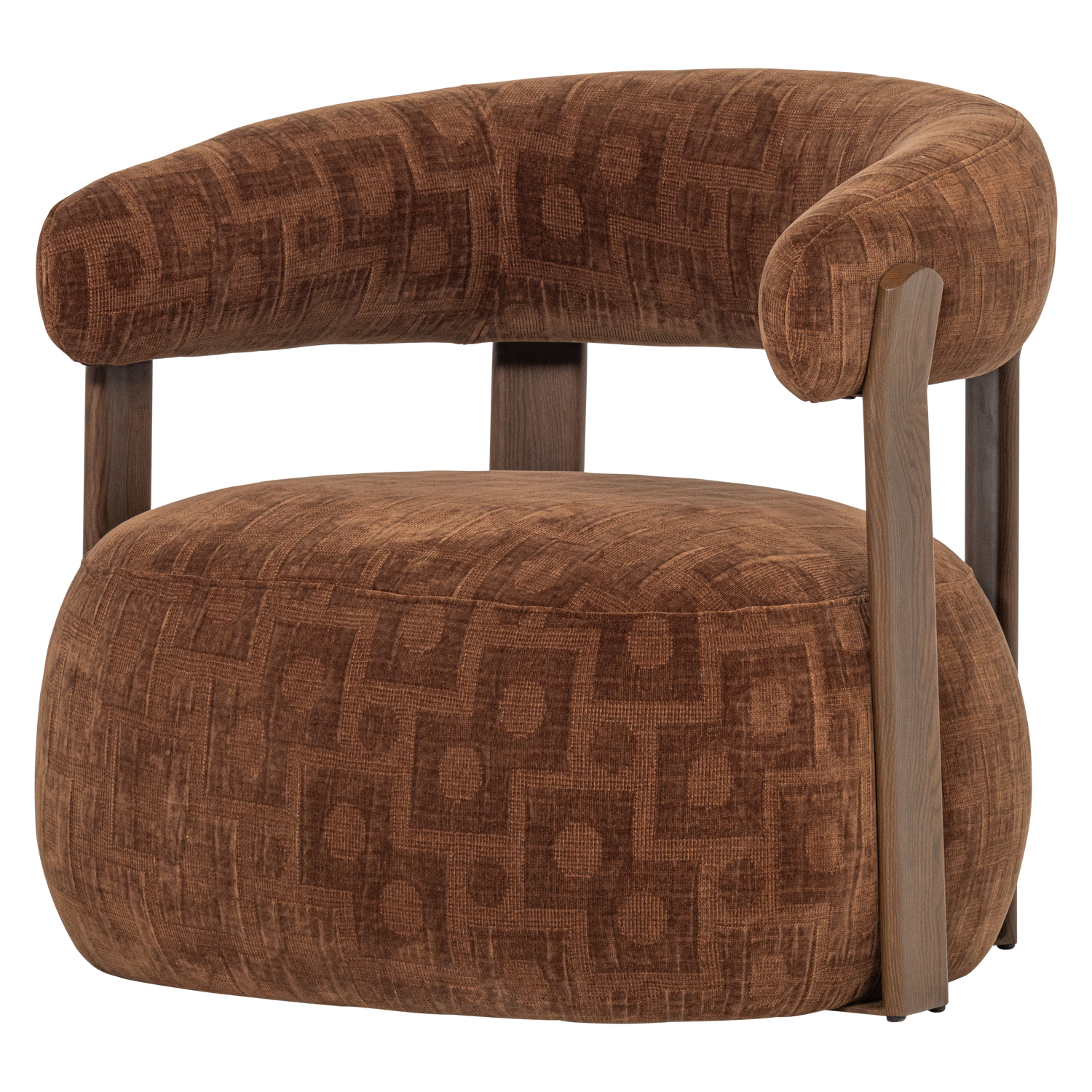 WOOOD Foon fåtölj - brunt 3D-struktur polyestertyg – WOOOD – polyester fabric (brown, stained wood fåtöljer