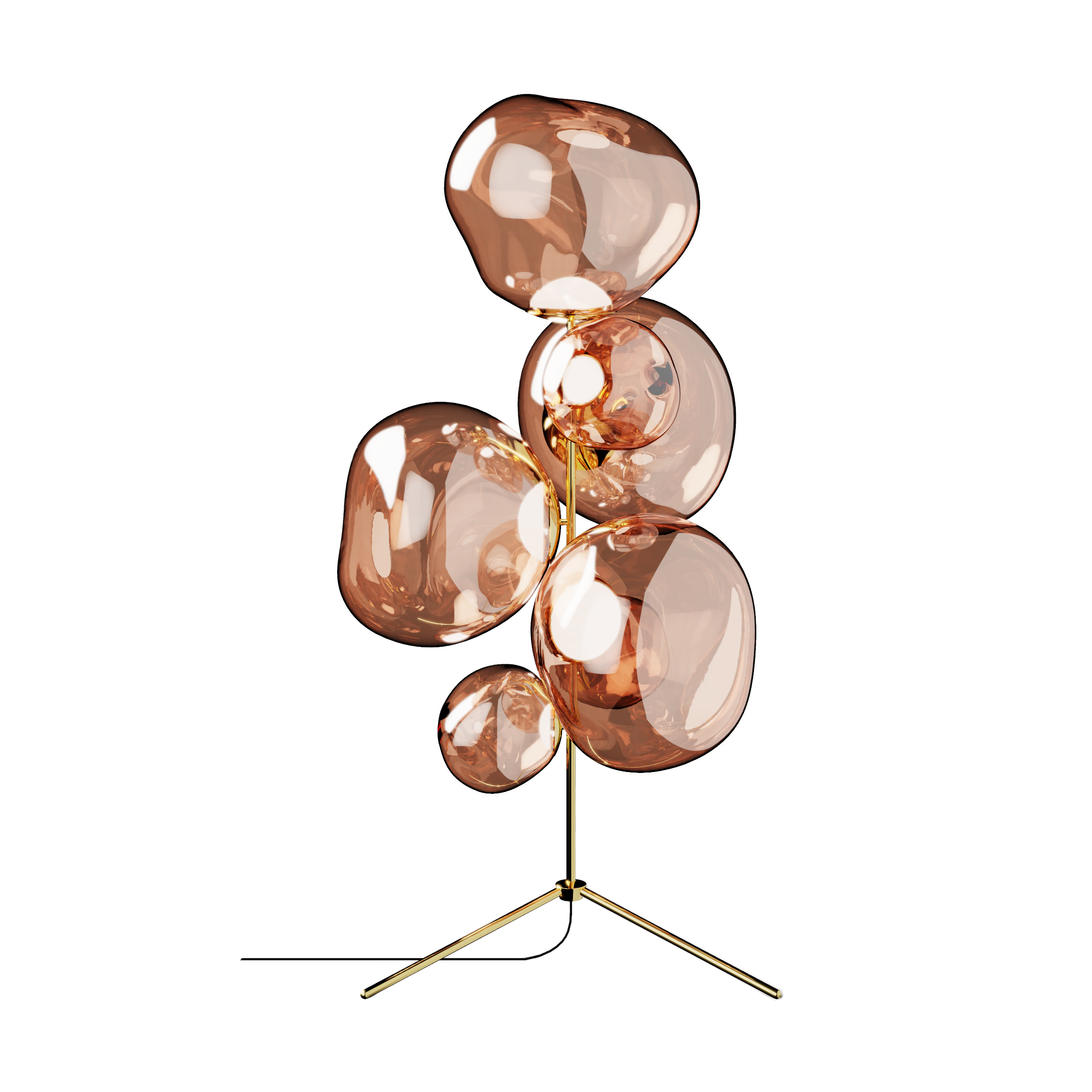Melt Chandelier golvlampa LED 175 cm, Copper – Tom Dixon – orange golvlampor