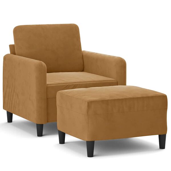 vidaXL Fåtölj med fotpall Brun 60 cm sammet – vidaXL – brun fåtöljer