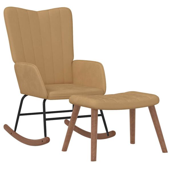 vidaXL Gungstol med fotpall Brun sammet – vidaXL – brun ottomans