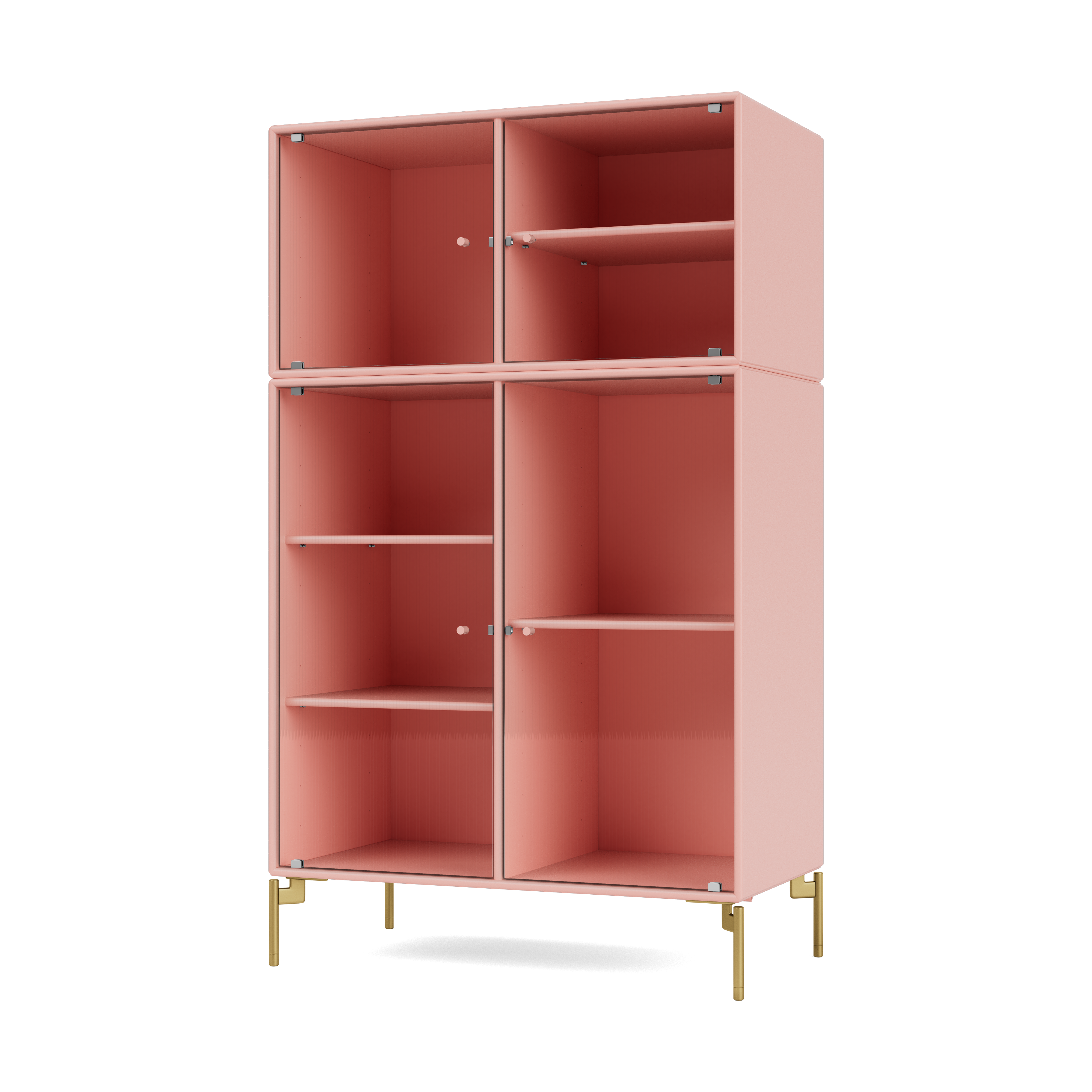 Ripple III vitrinskåp 69,6x117,6x38 cm, Ruby-ben brass – Montana – rosa display cabinets
