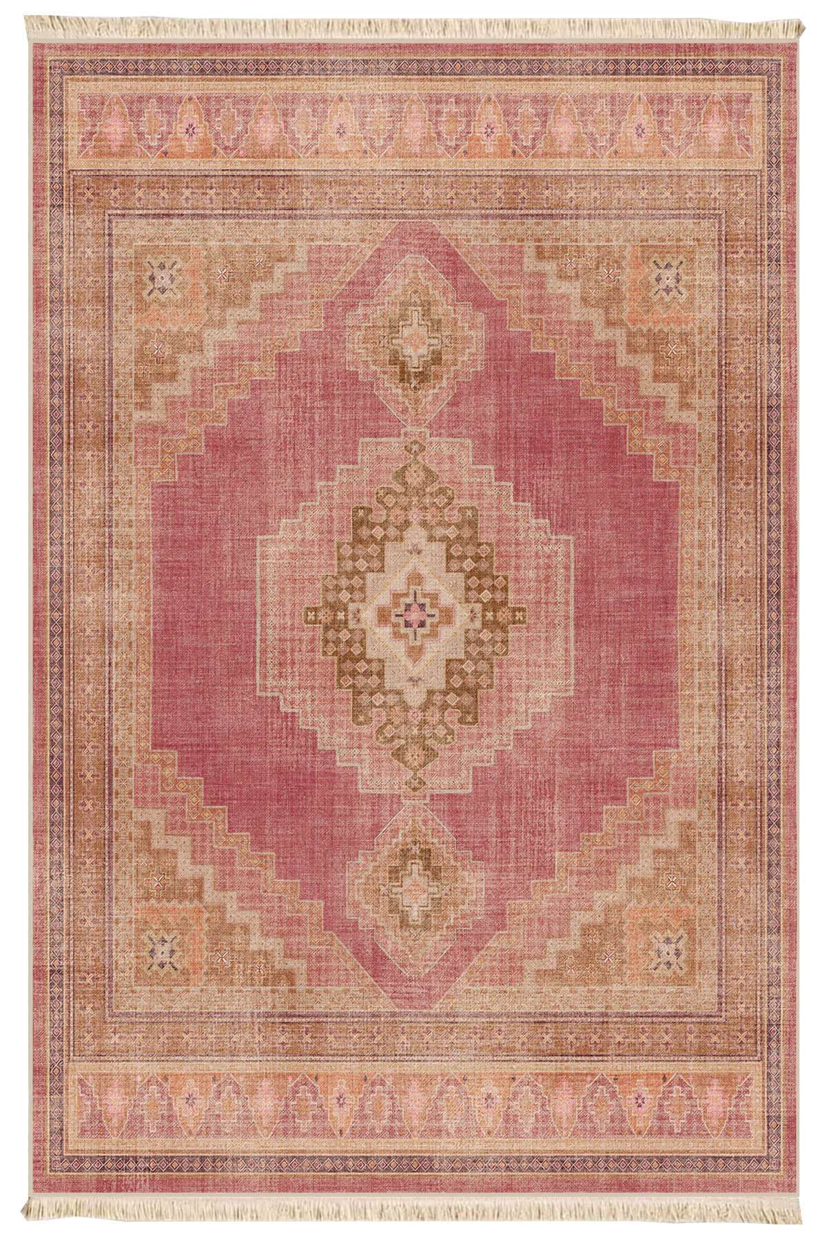 TEPPI 290 matta, mönstrad, rektangulär - flerfärgad bomull (150x230) – cotton (pink, cotton mattor