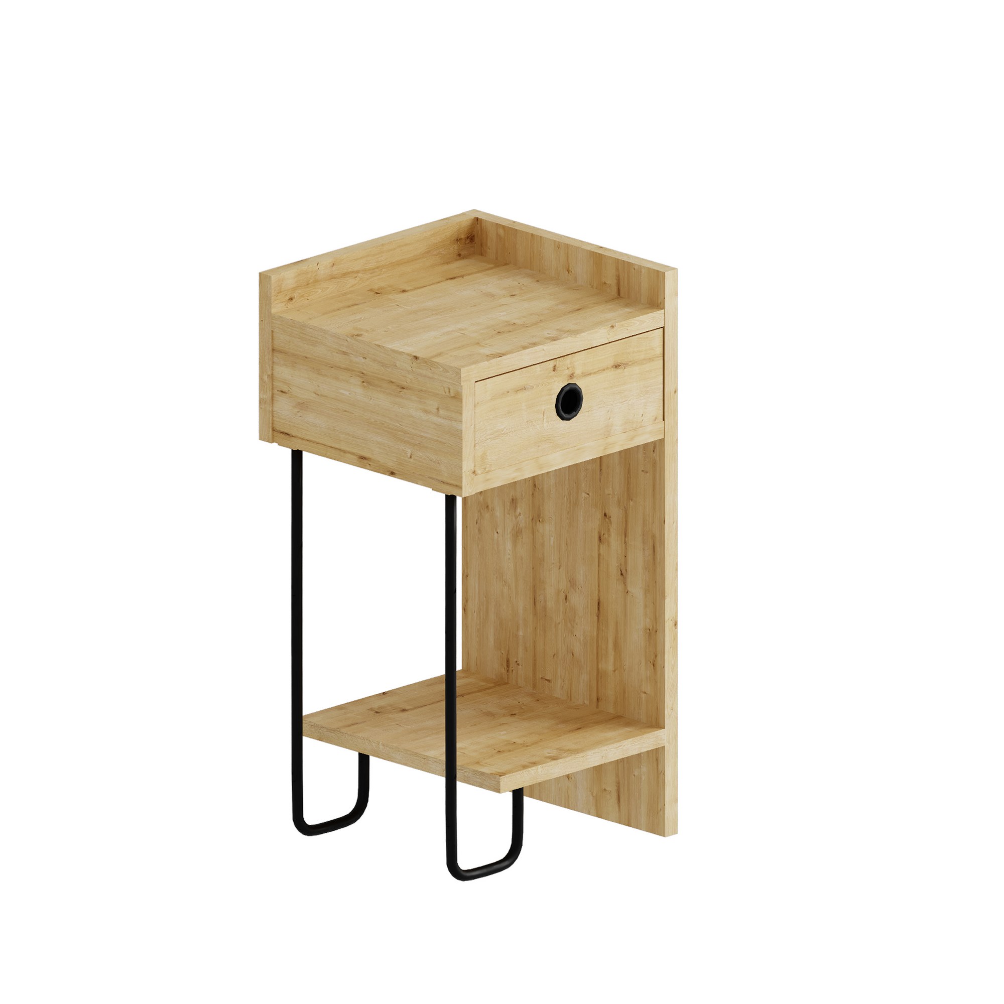 FUNZI LIVING Sirius sängbord, höger, w. 1 hylla och 1 låda - ekmelamin (32x30) – Funzi Living – oak melamine sängbord