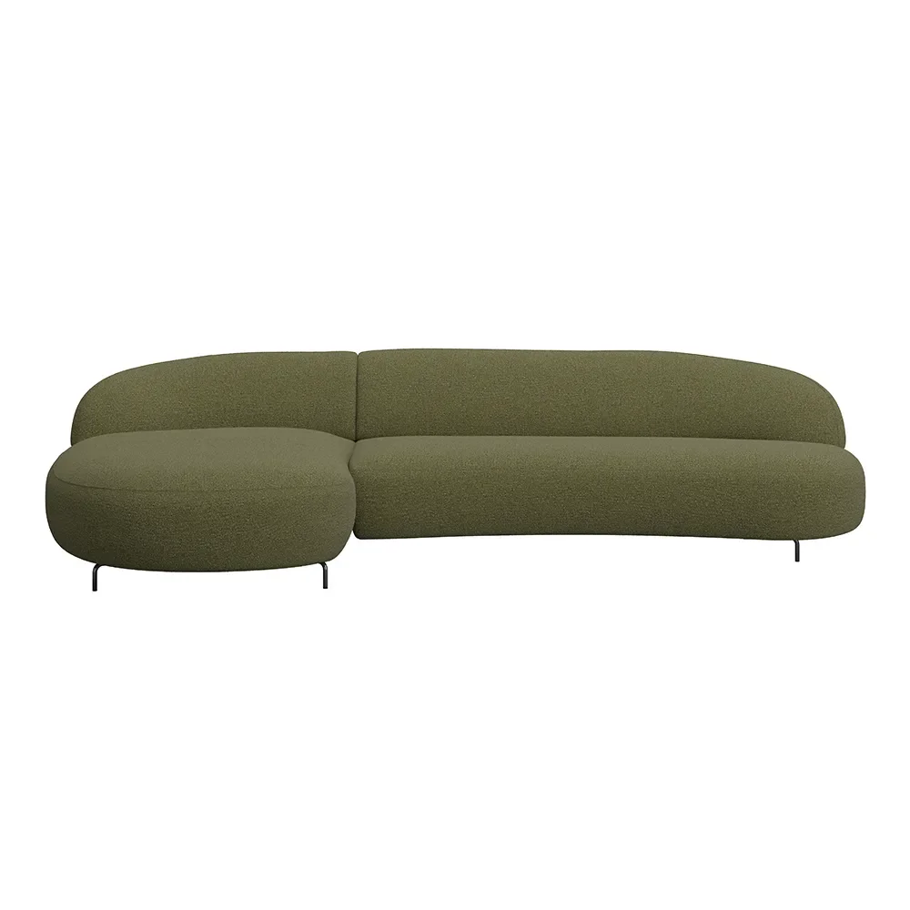 Aria 3-sits soffa med chaiselong C3 Kat B – Furninova – upholstery fabric (green, metal legs soffor