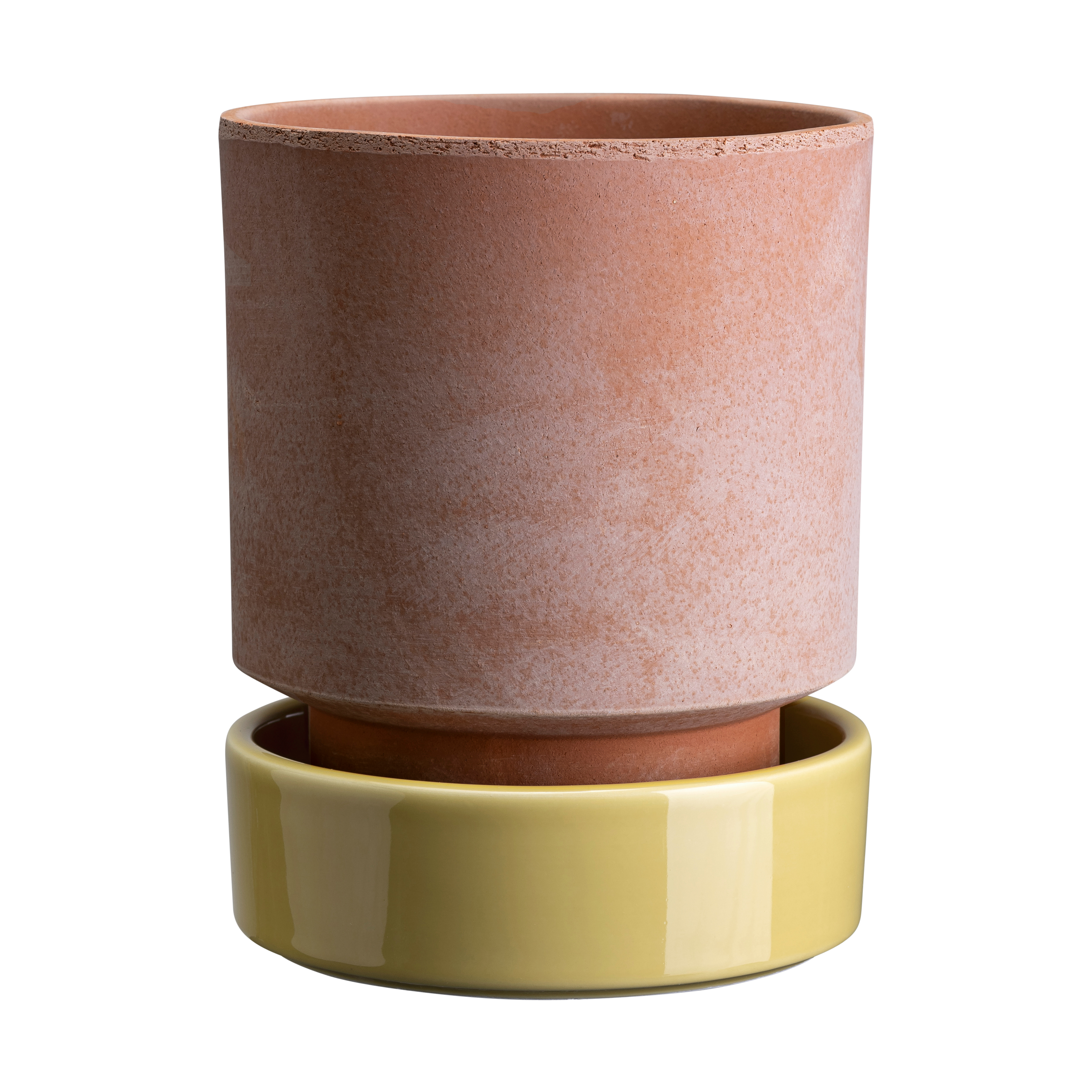 Hoff kruka, Ø14 cm, Raw Rosa-Pale Yellow – Bergs Potter – rosa outdoor planters