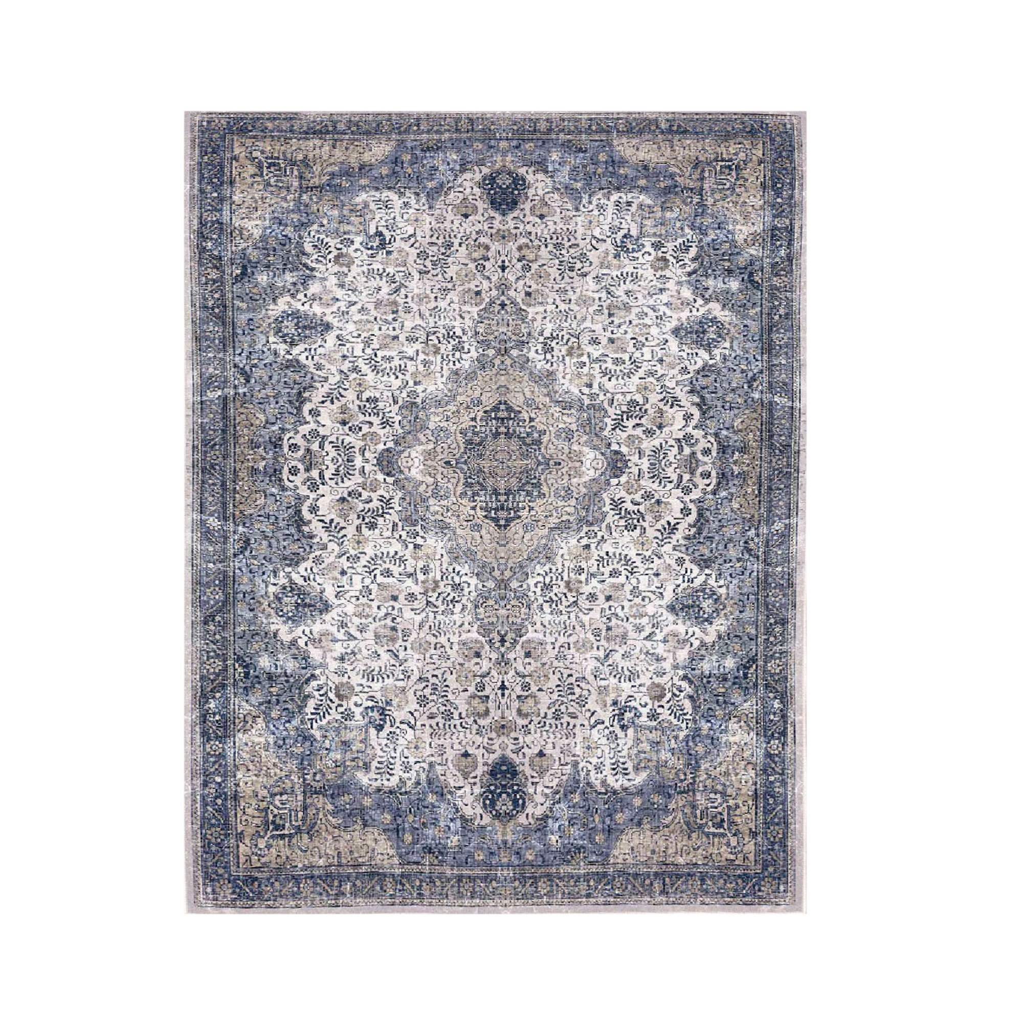 TEPPI WOOSONIL066 mönstrad matta, rektangulär - flerfärgad bomull (160x230) – cotton (blue, cotton mattor